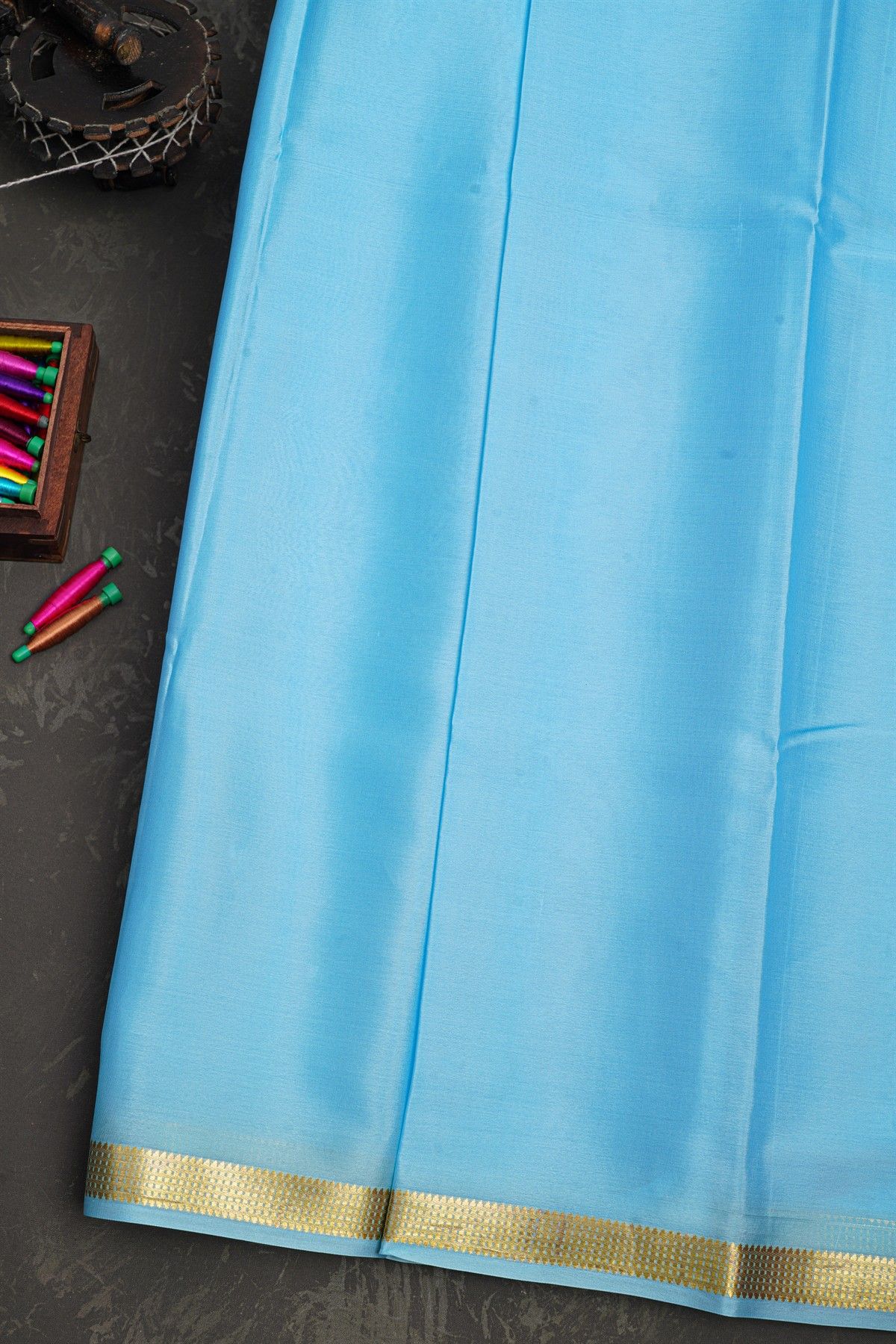 Mysore Crepe Sky Blue Saree