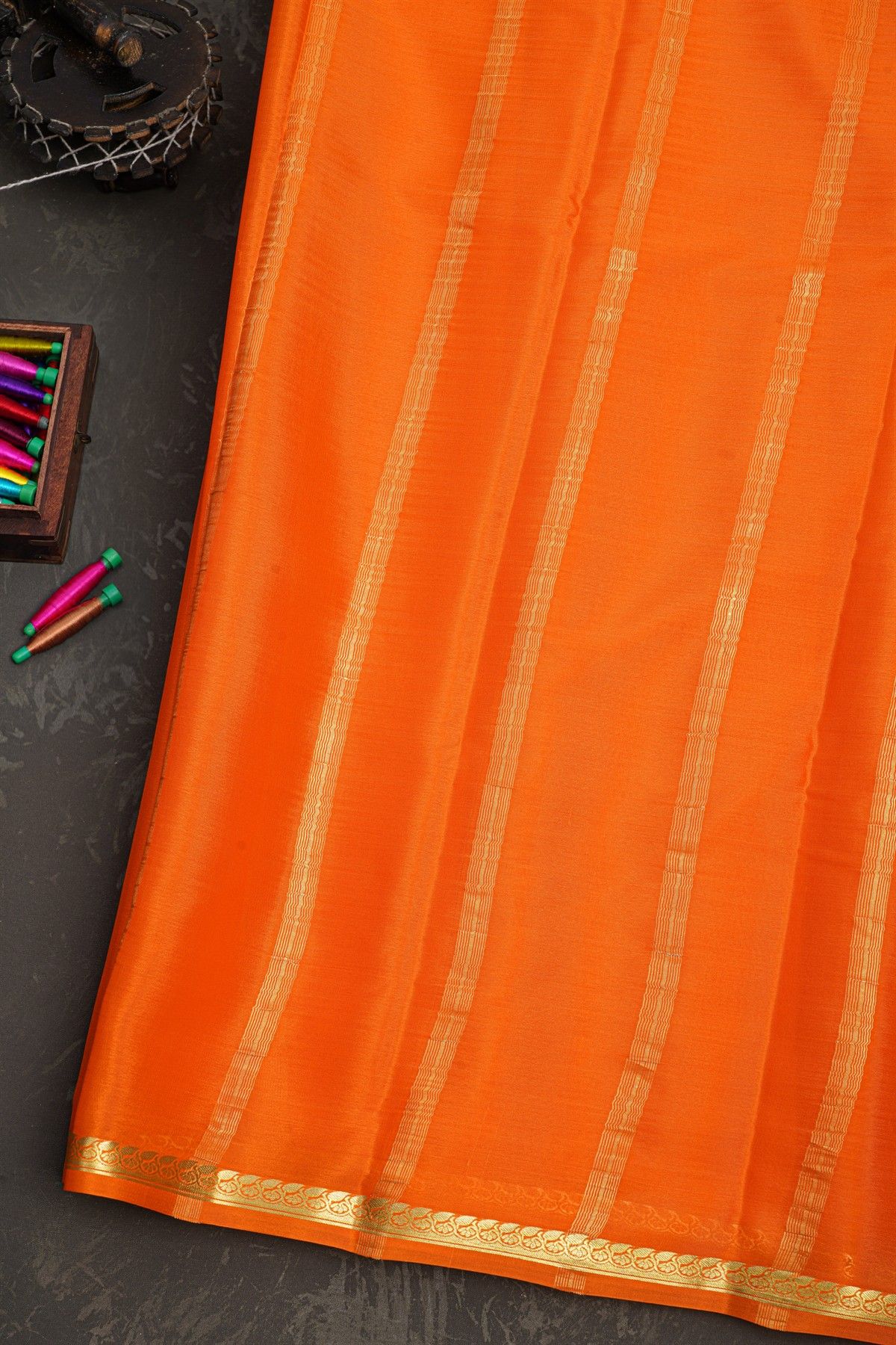 Mysore crepe orange Saree