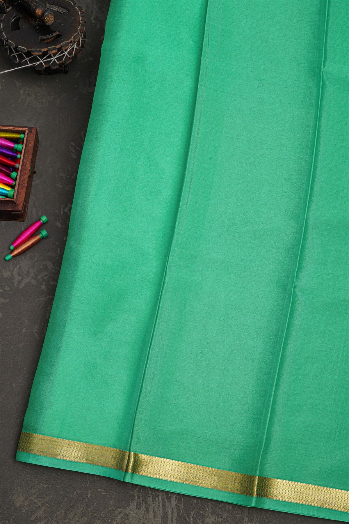 Mysore Crepe Sea Green Saree