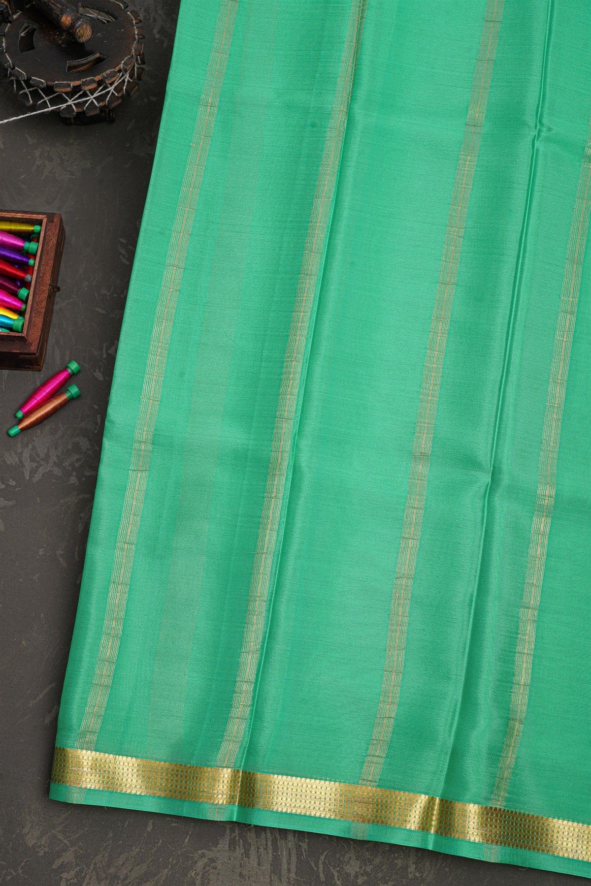 Mysore Crepe Sea Green Saree