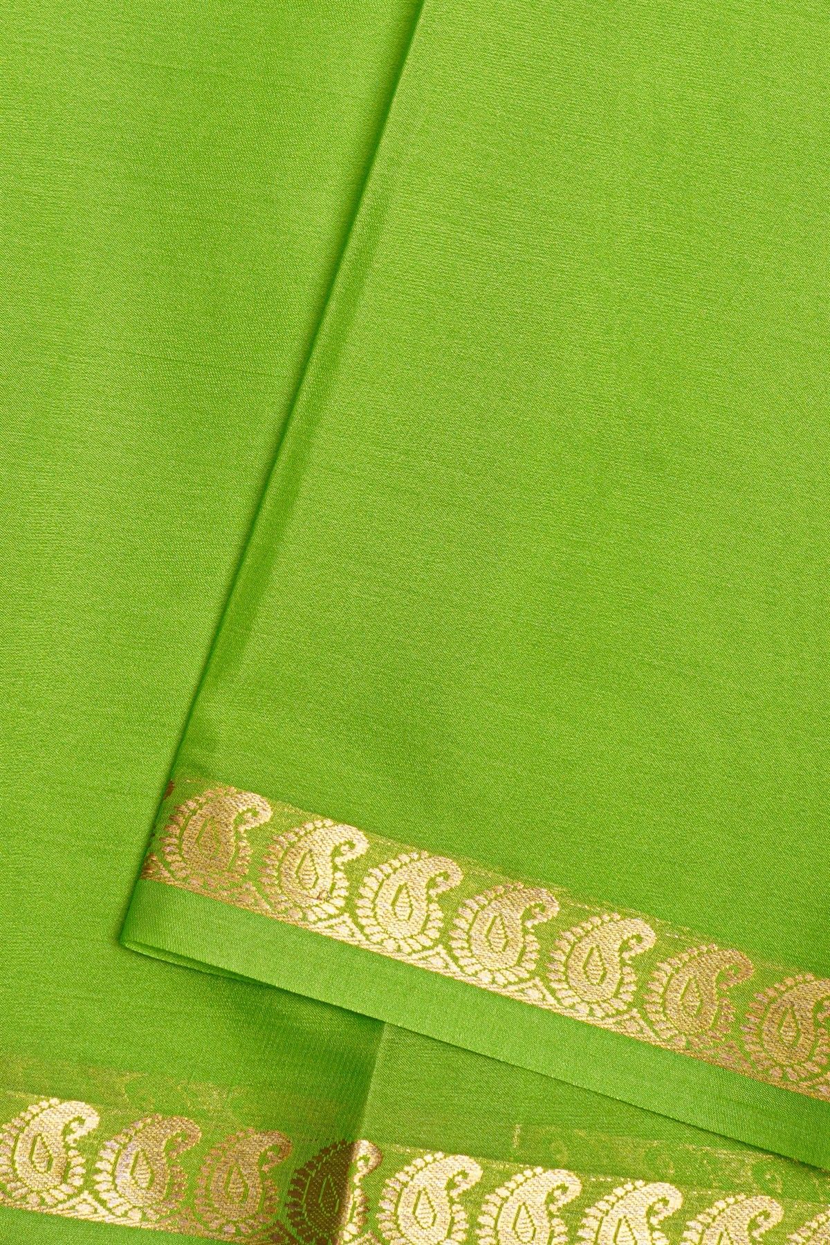 Mysore Crepe Parrot Green Saree