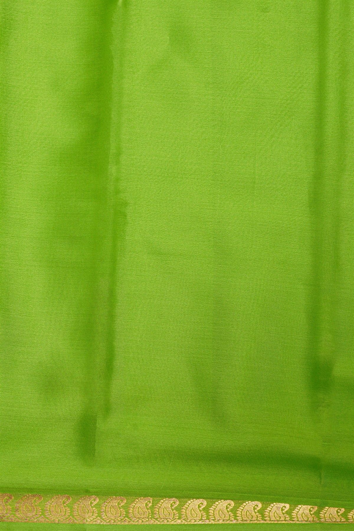 Mysore Crepe Parrot Green Saree