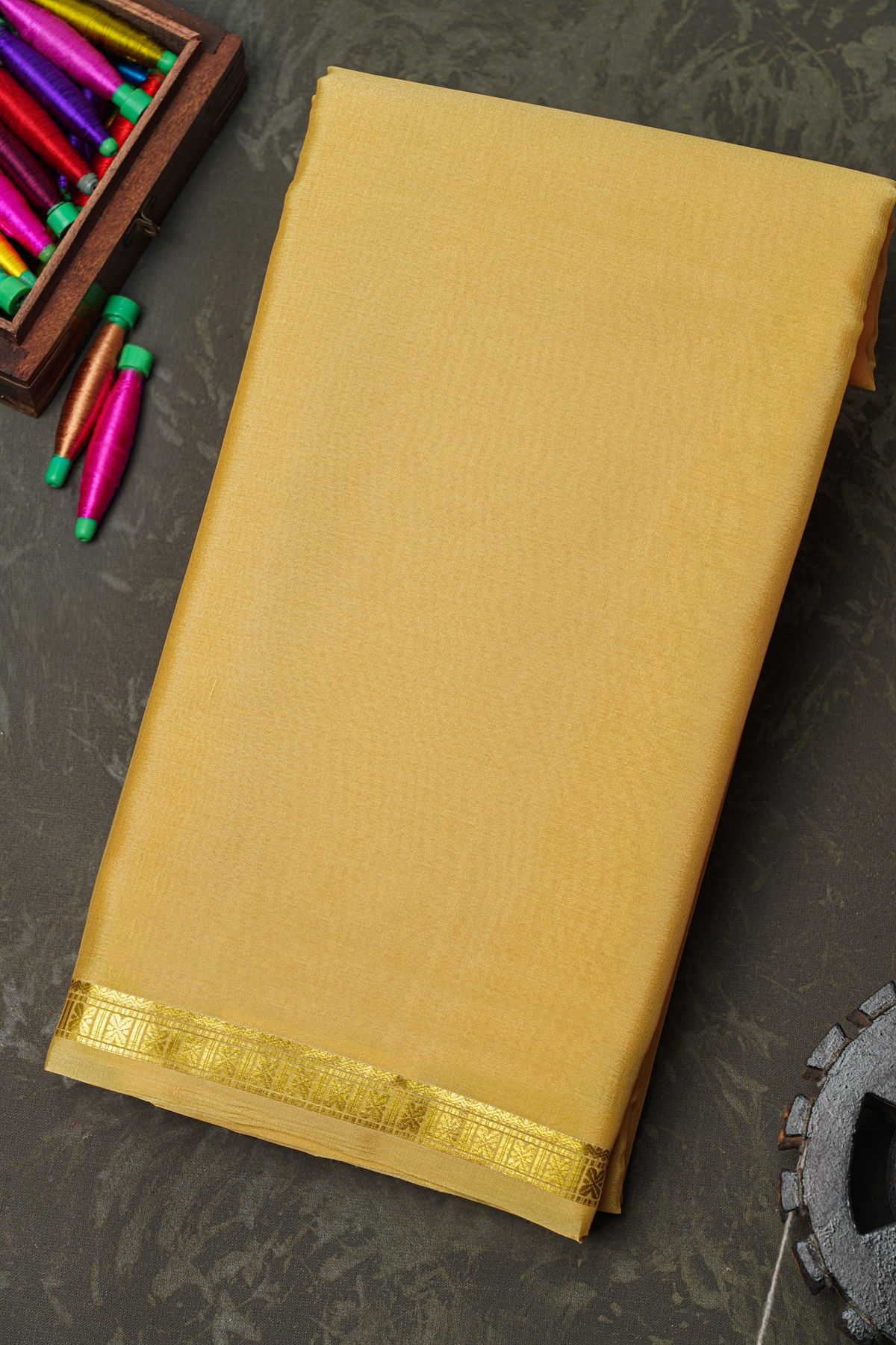 Mysore Crepe Cream Saree