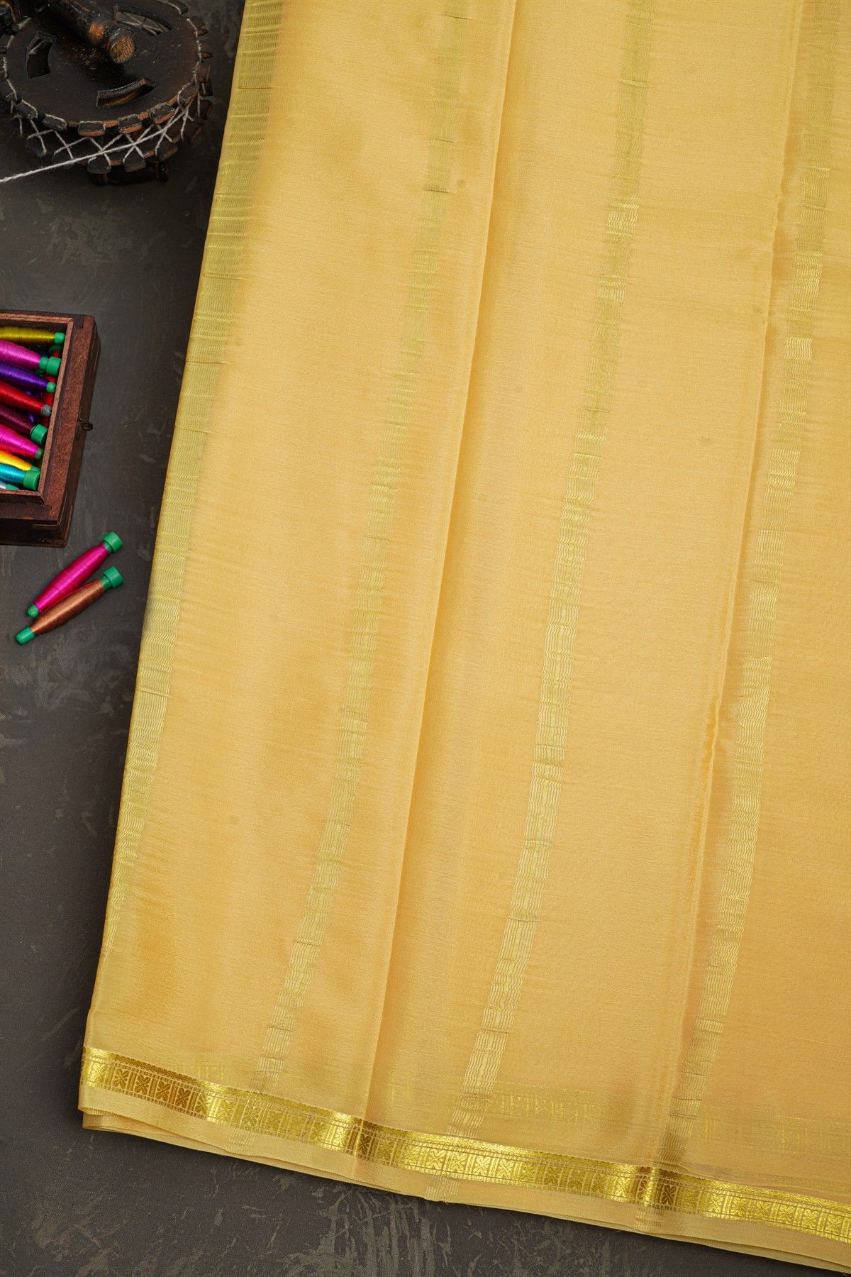 Mysore Crepe Cream Saree