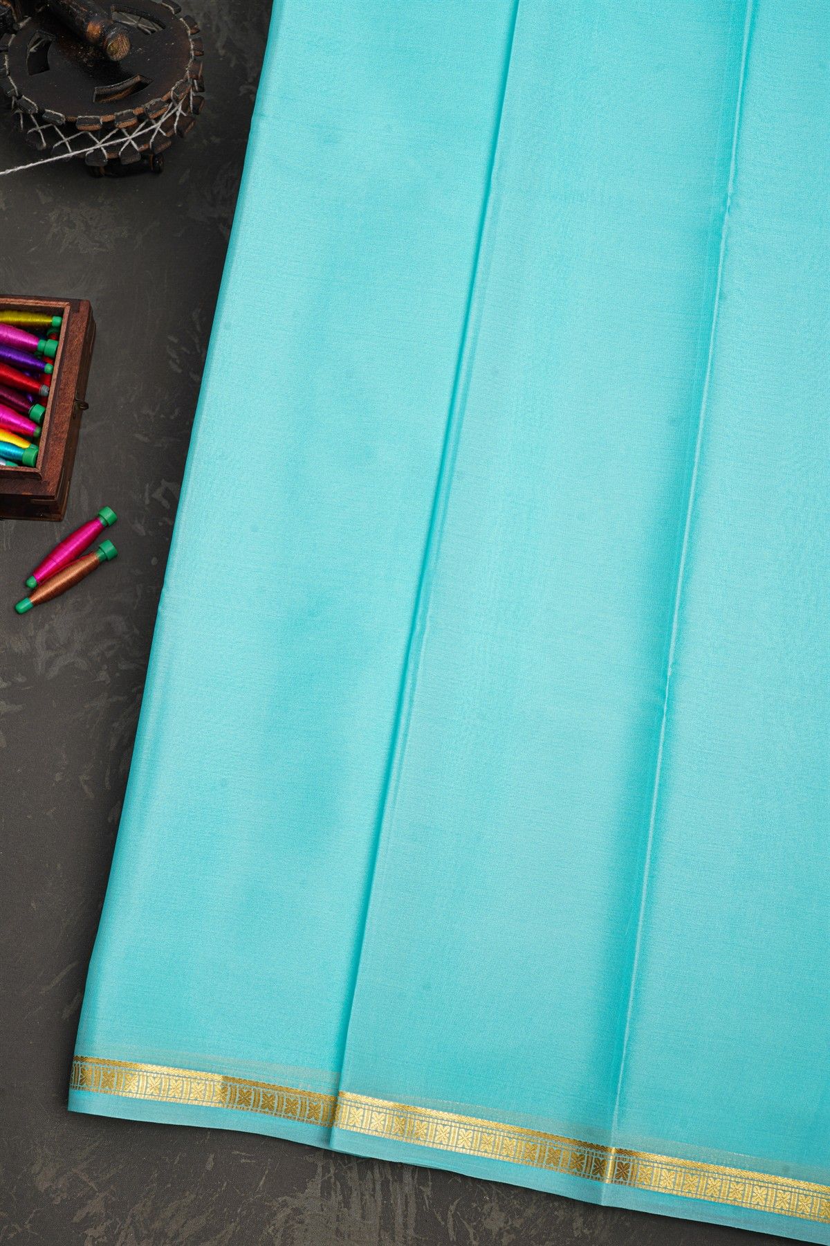 Mysore Crepe Sky Blue Saree