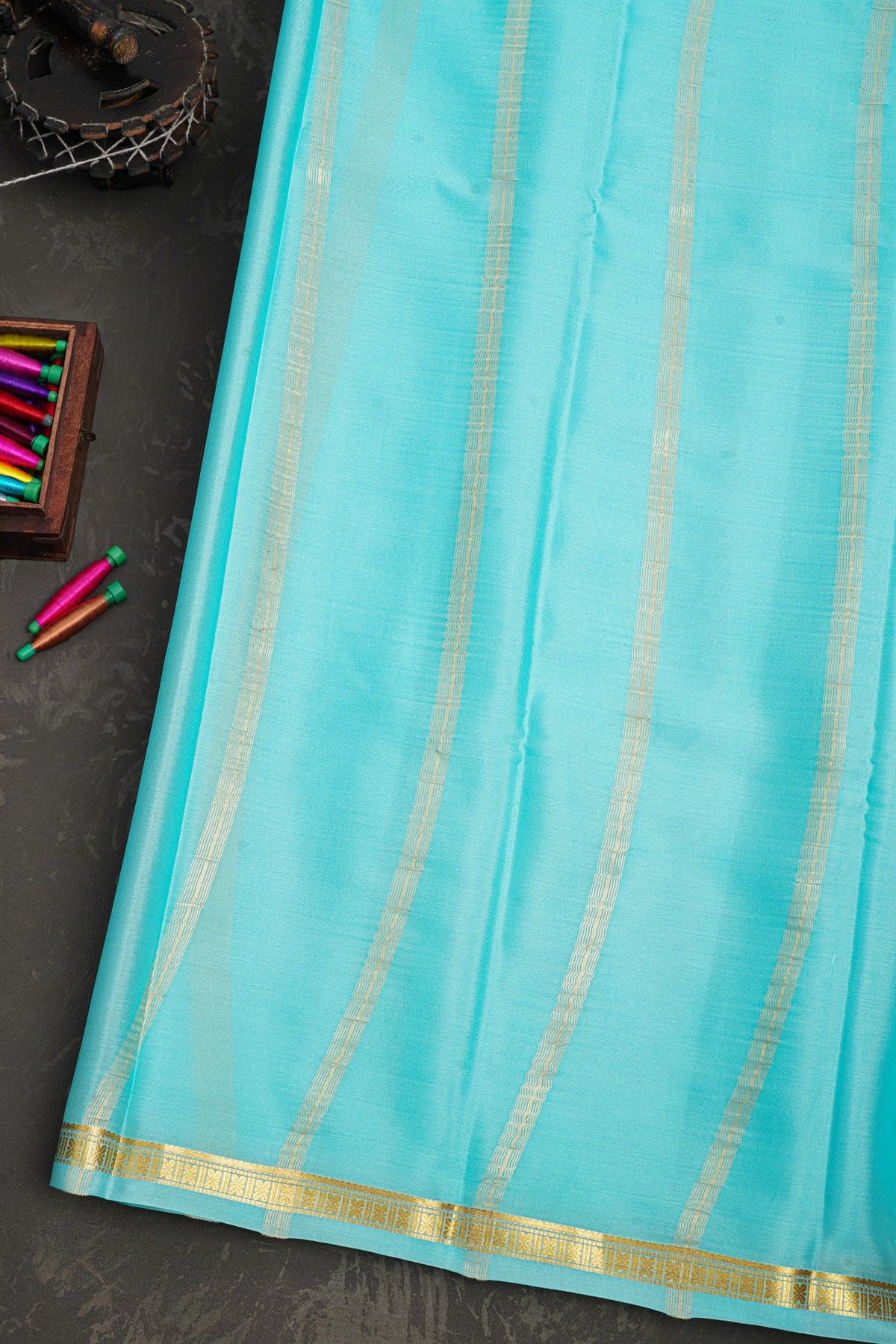 Mysore Crepe Sky Blue Saree