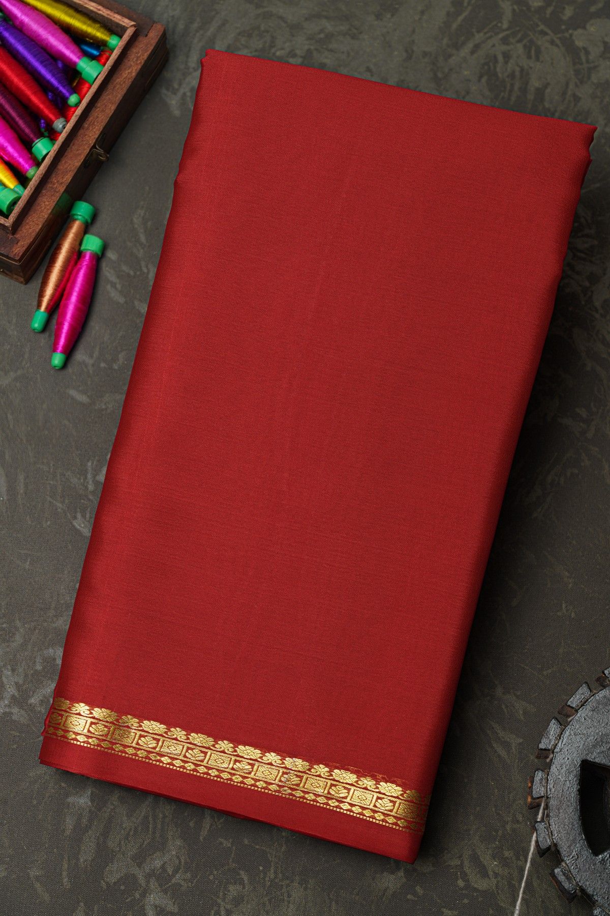 Mysore Crepe Maroon Saree
