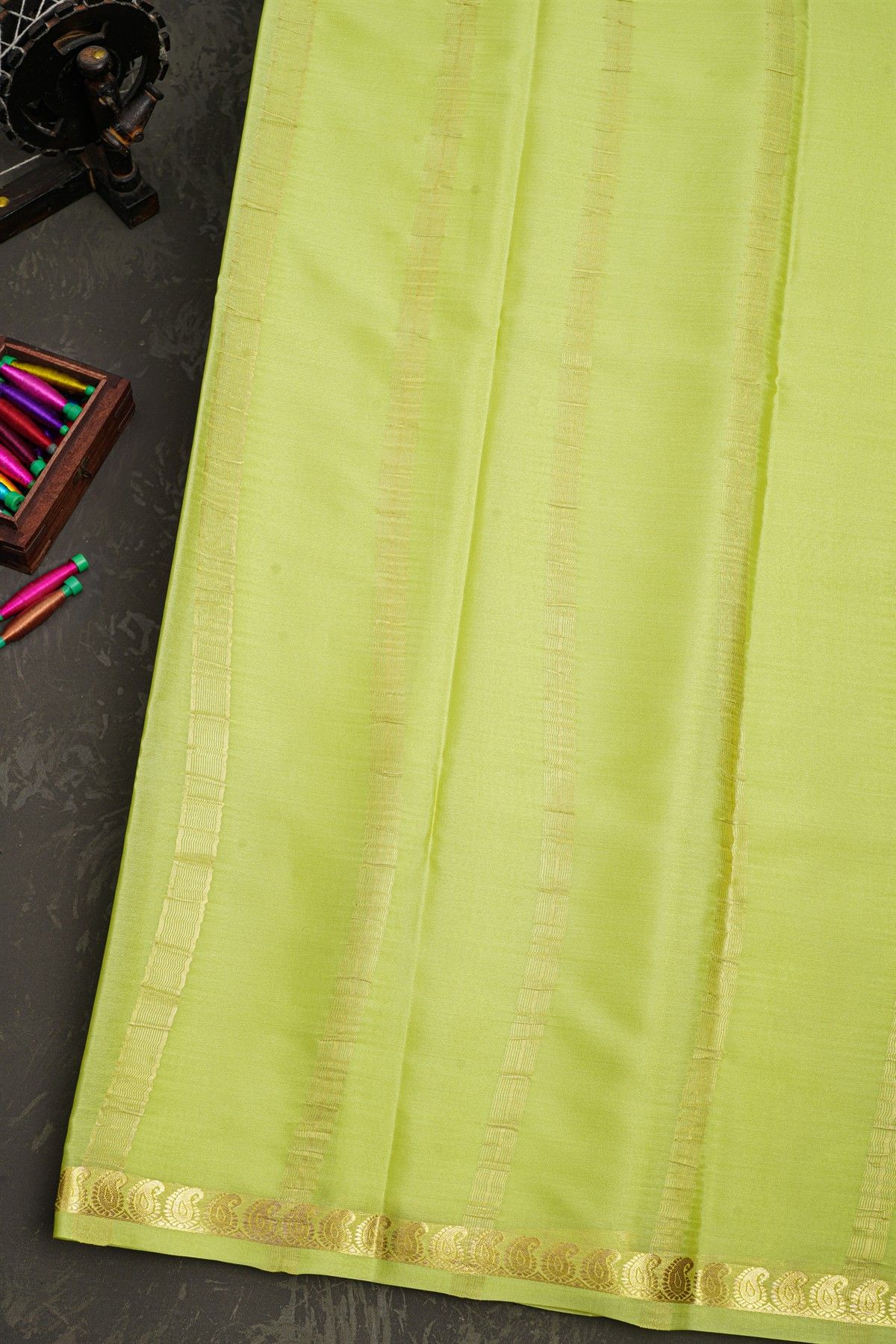 Mysore Crepe Green Saree