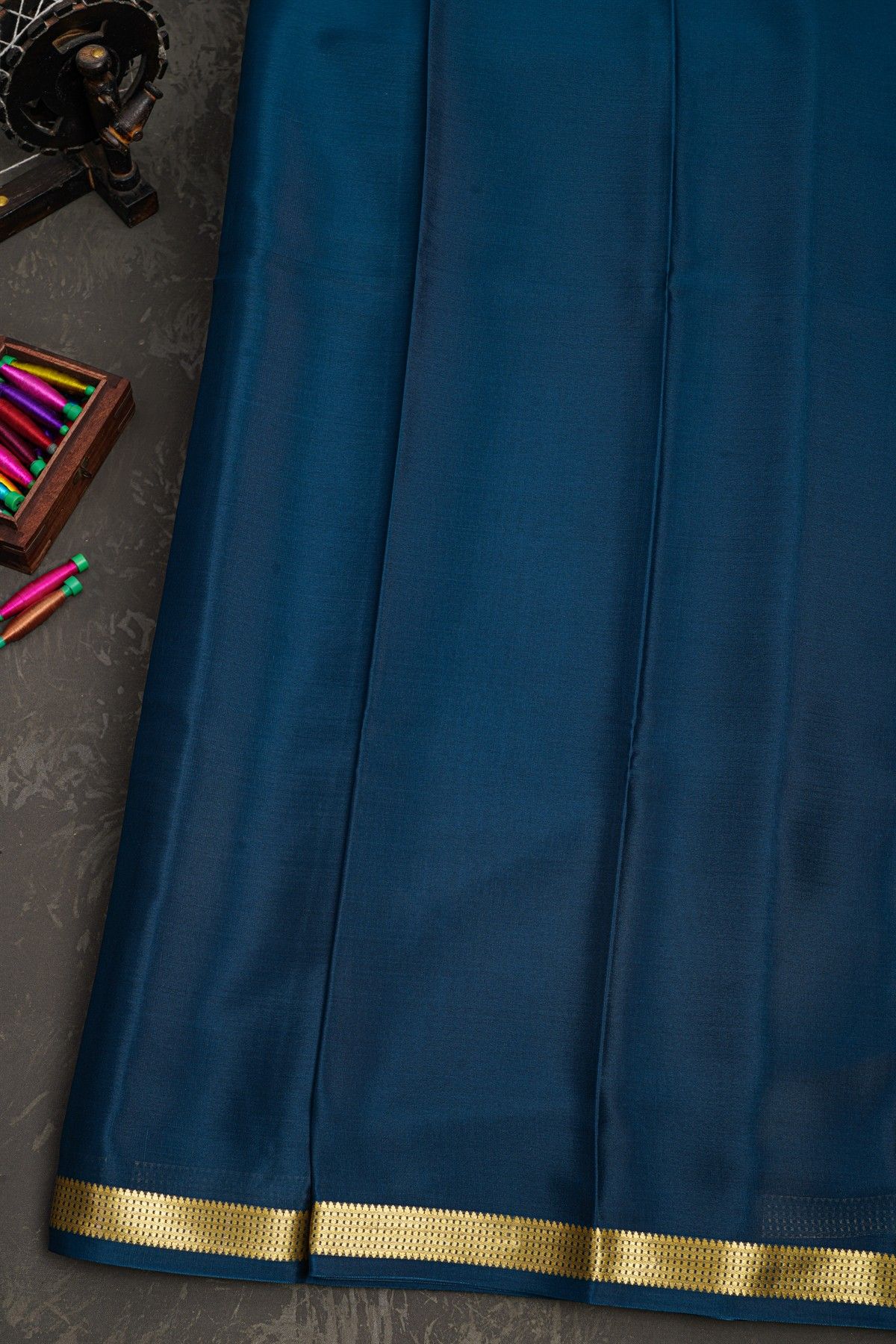 Mysore Crepe Navy Blue Saree