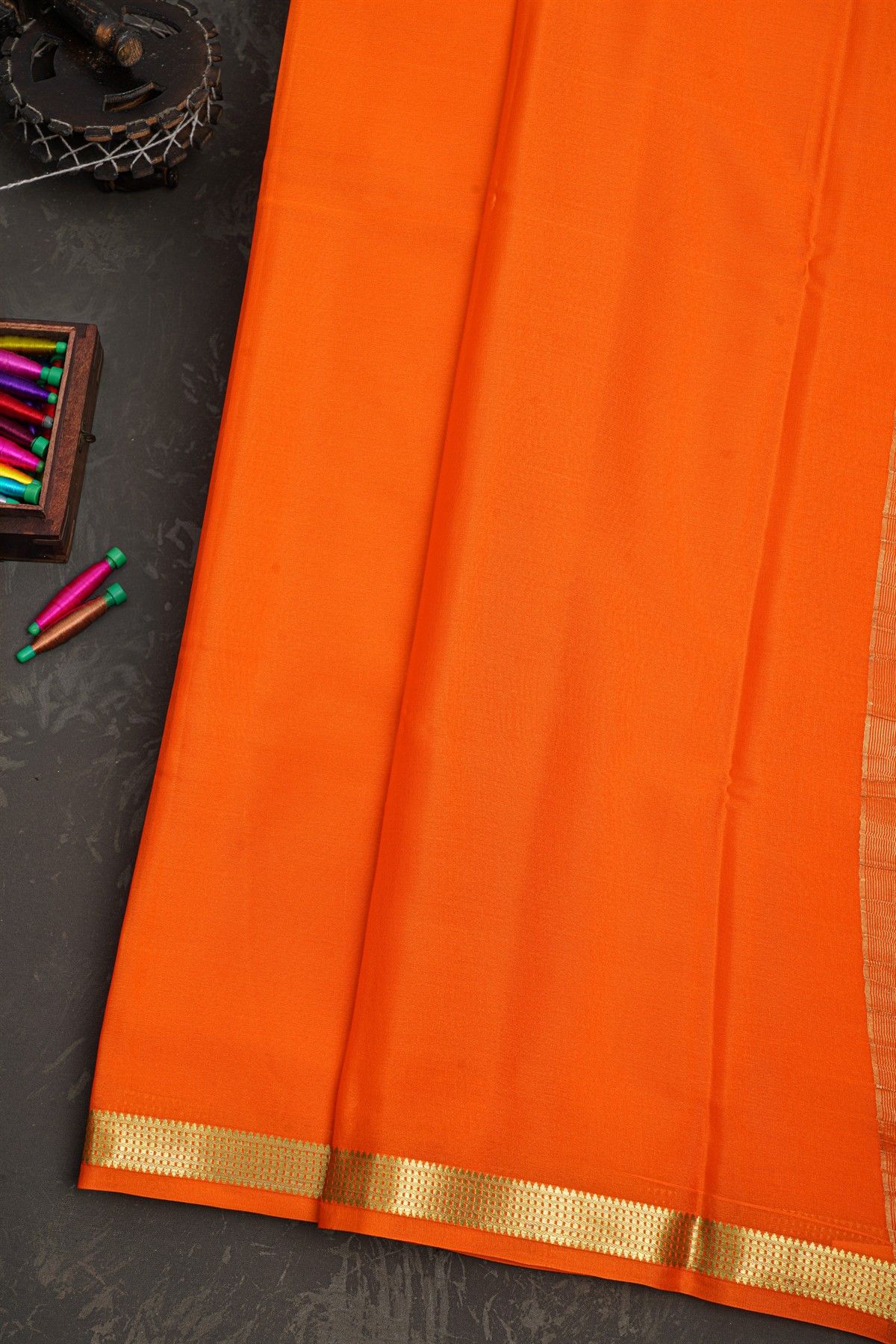 Mysore Crepe  Orange Saree
