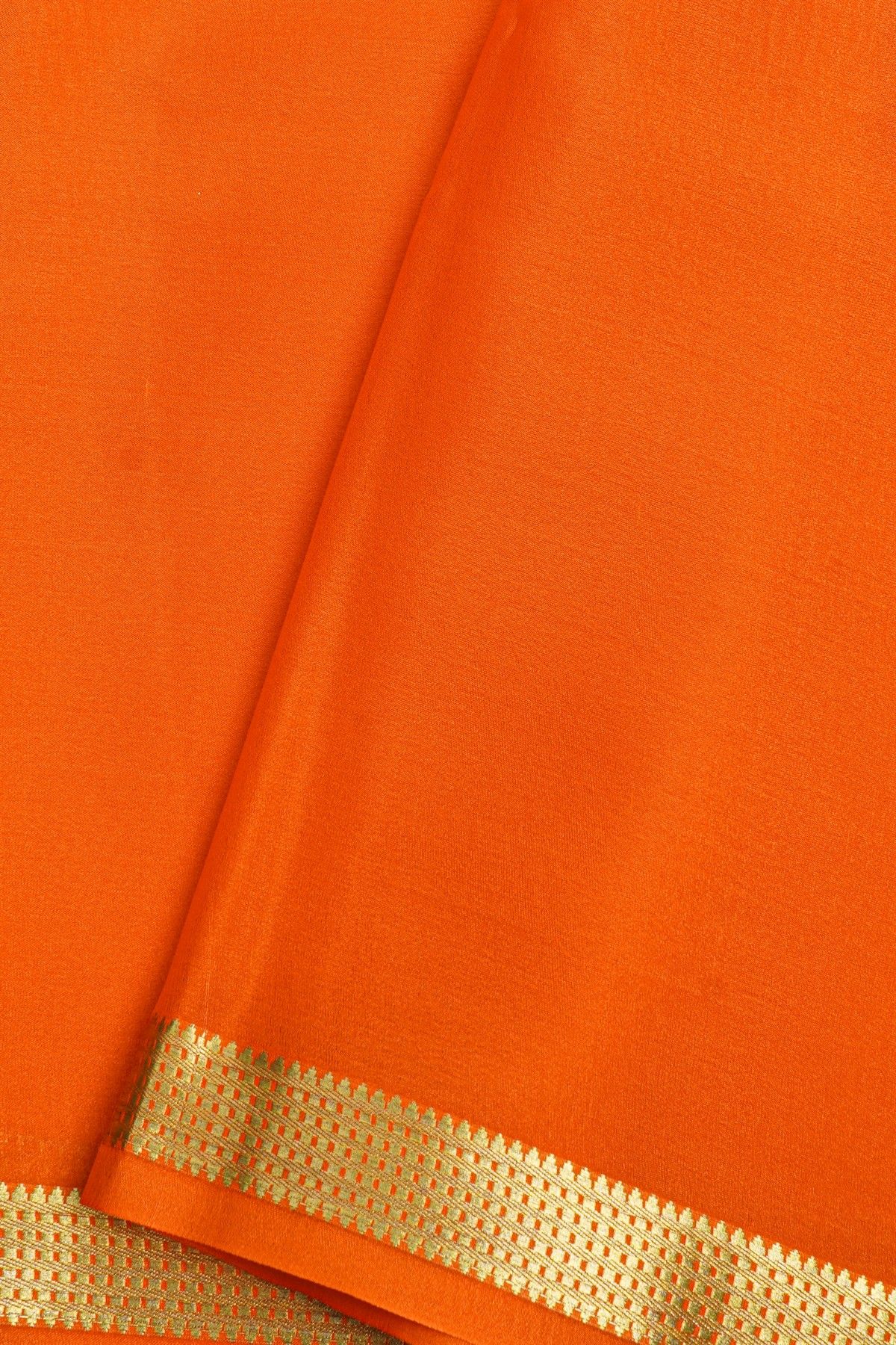 Mysore Crepe  Orange Saree