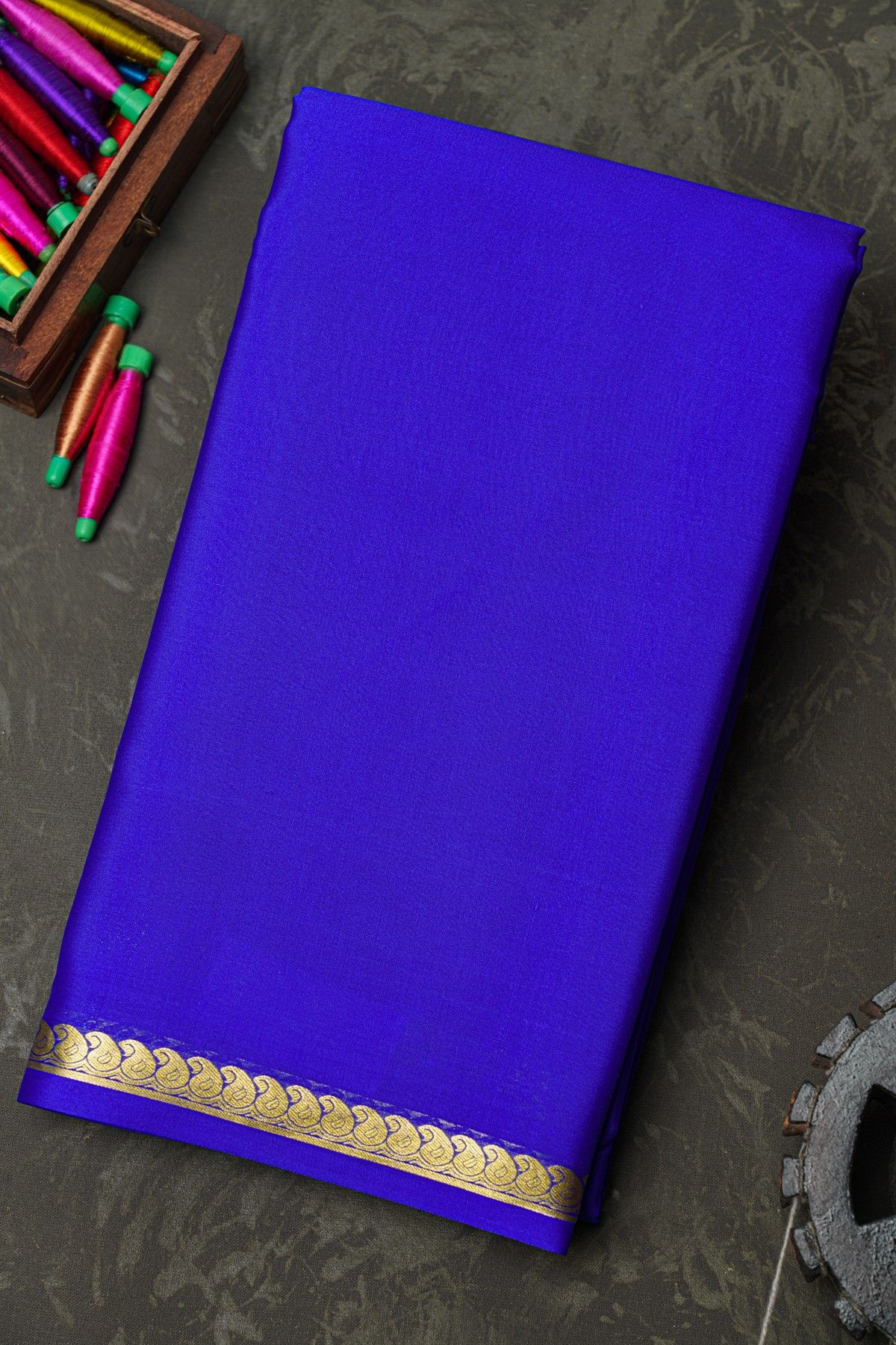 Mysore Crepe Royal Blue Saree