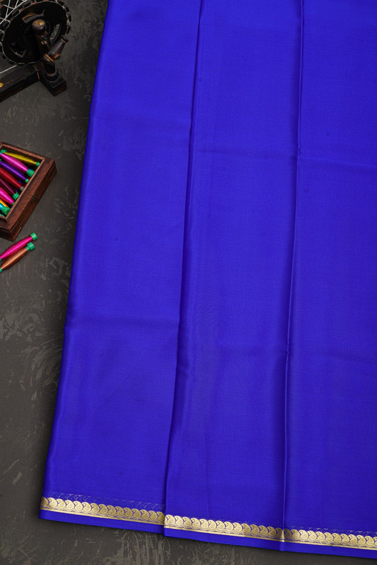 Mysore Crepe Royal Blue Saree