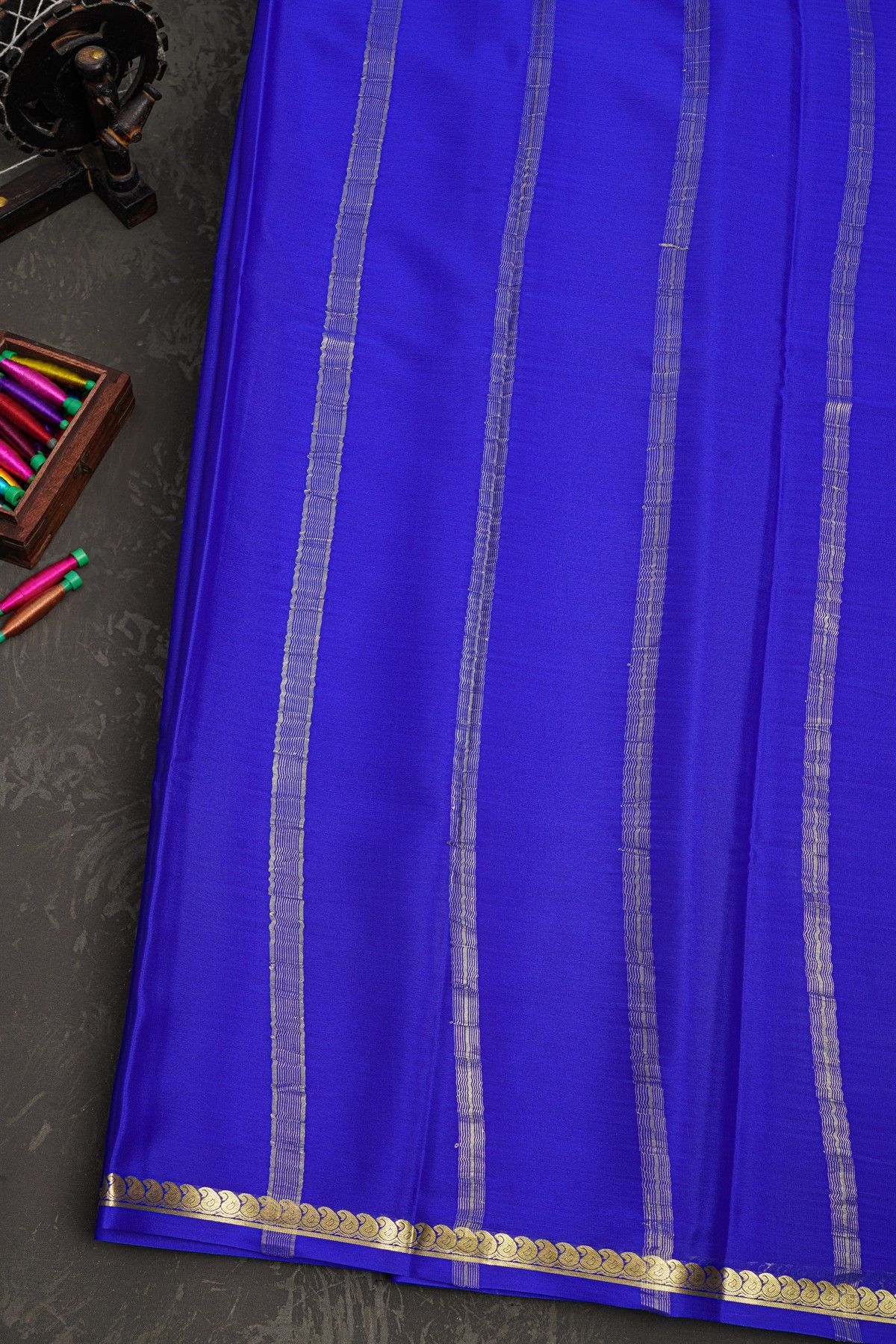 Mysore Crepe Royal Blue Saree
