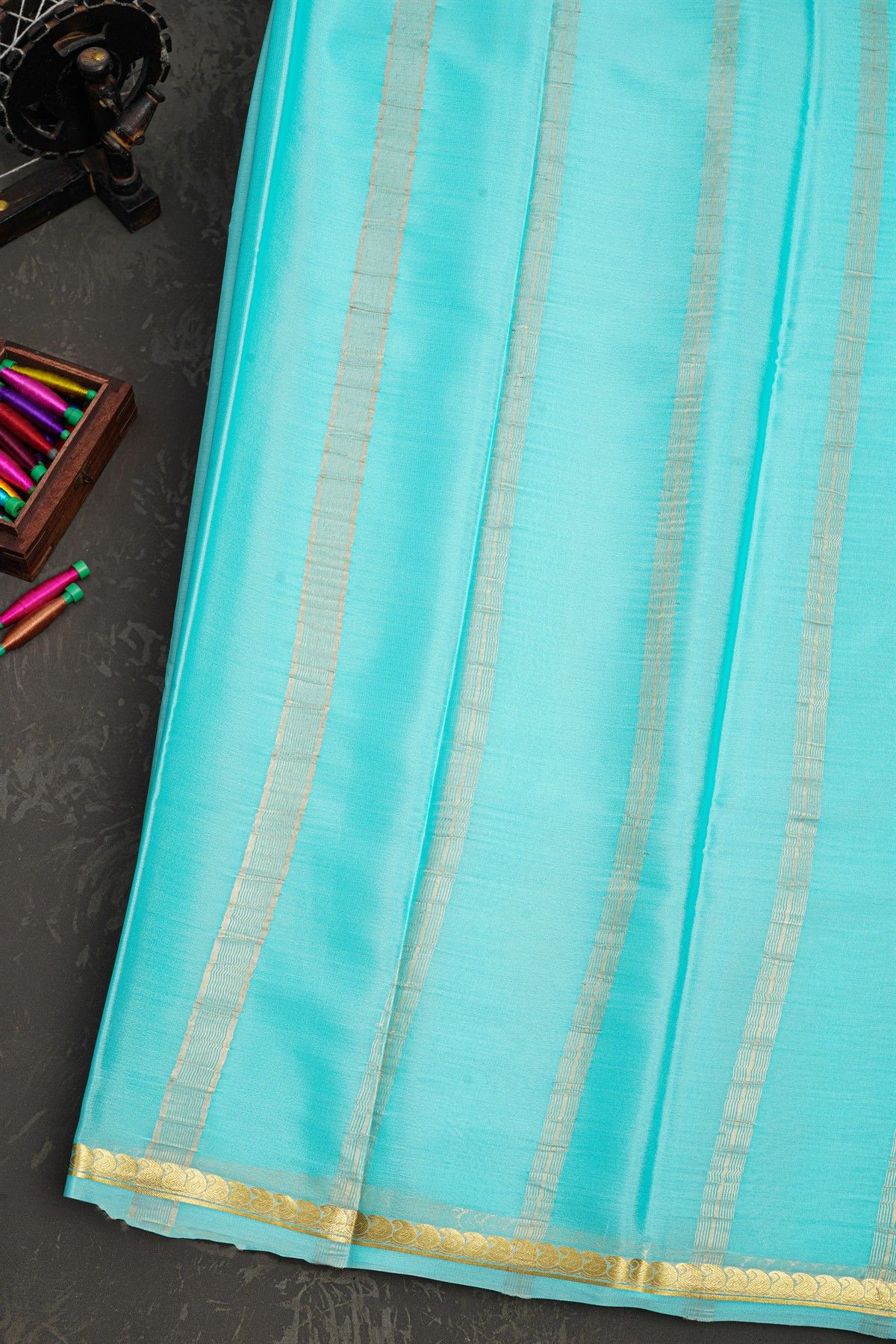 Mysore Crepe Sky Blue Saree