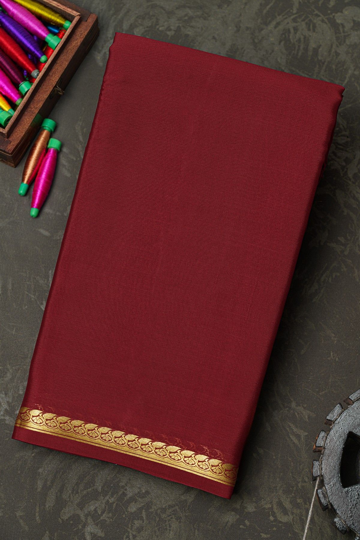 Mysore Crepe Maroon Saree