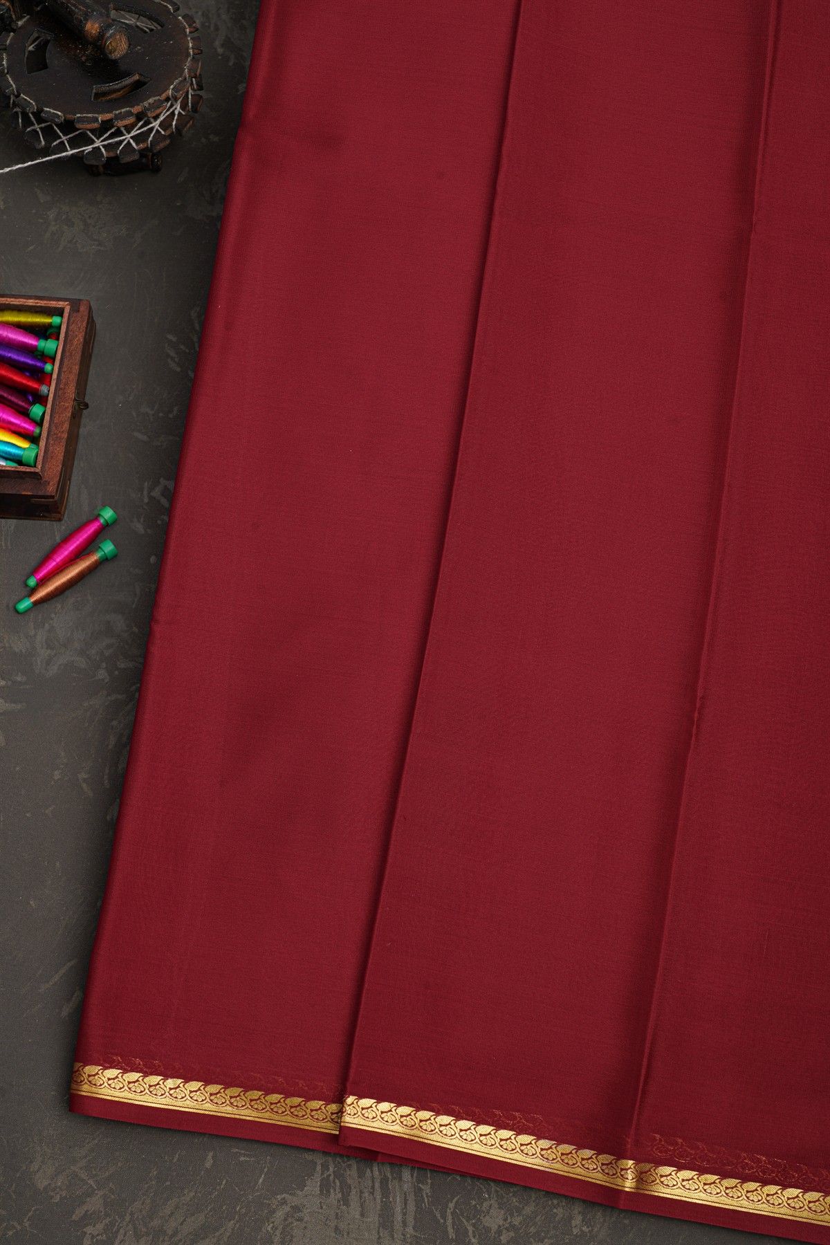 Mysore Crepe Maroon Saree