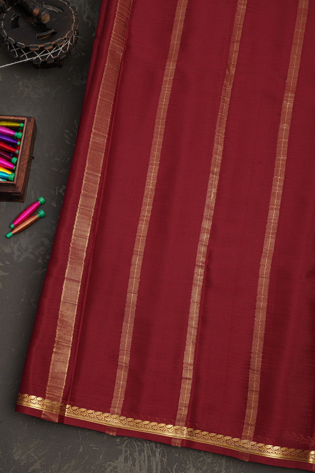 Mysore Crepe Maroon Saree
