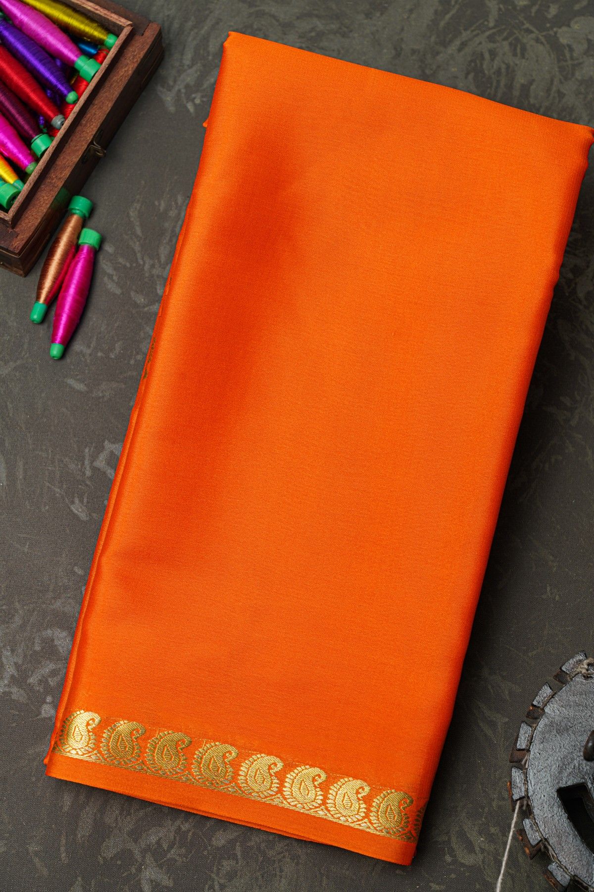 Mysore Crepe Orange Saree