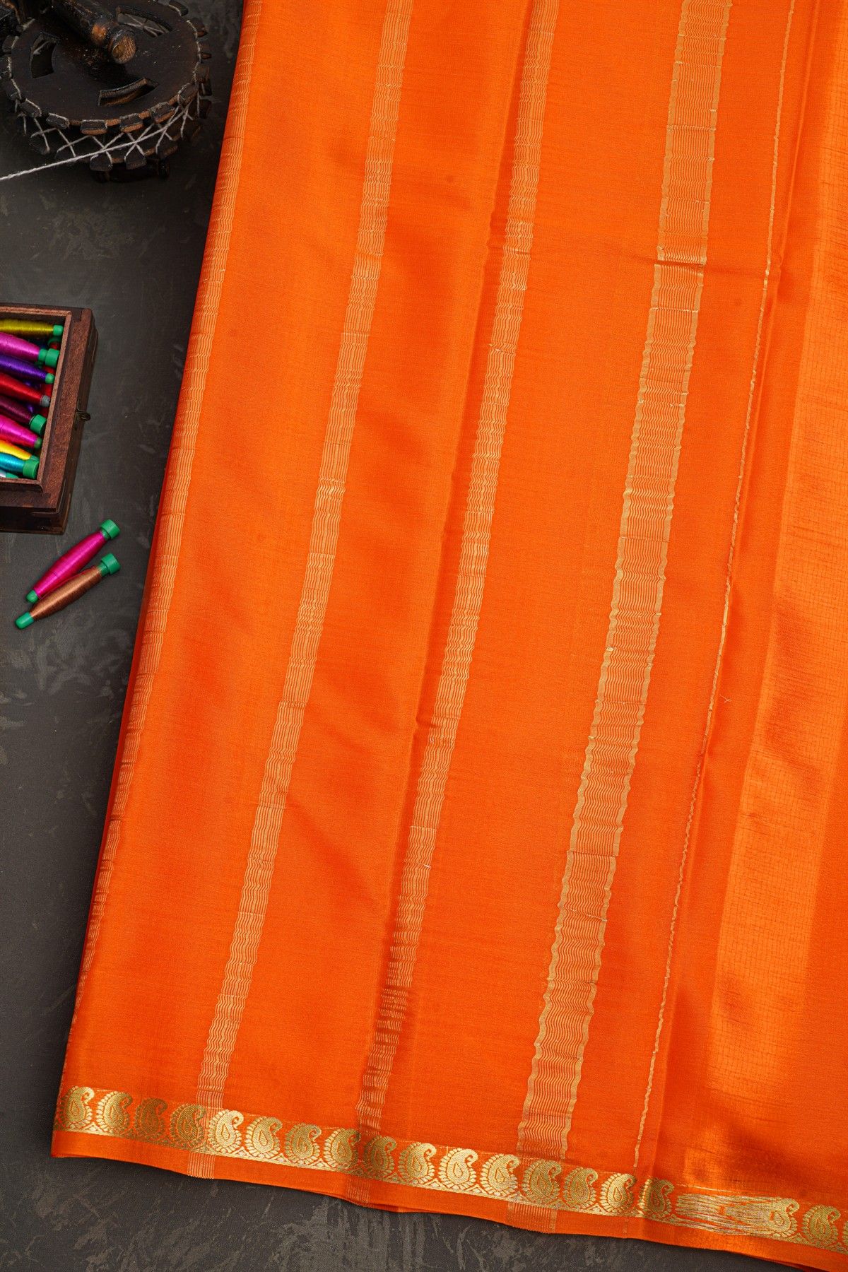 Mysore Crepe Orange Saree