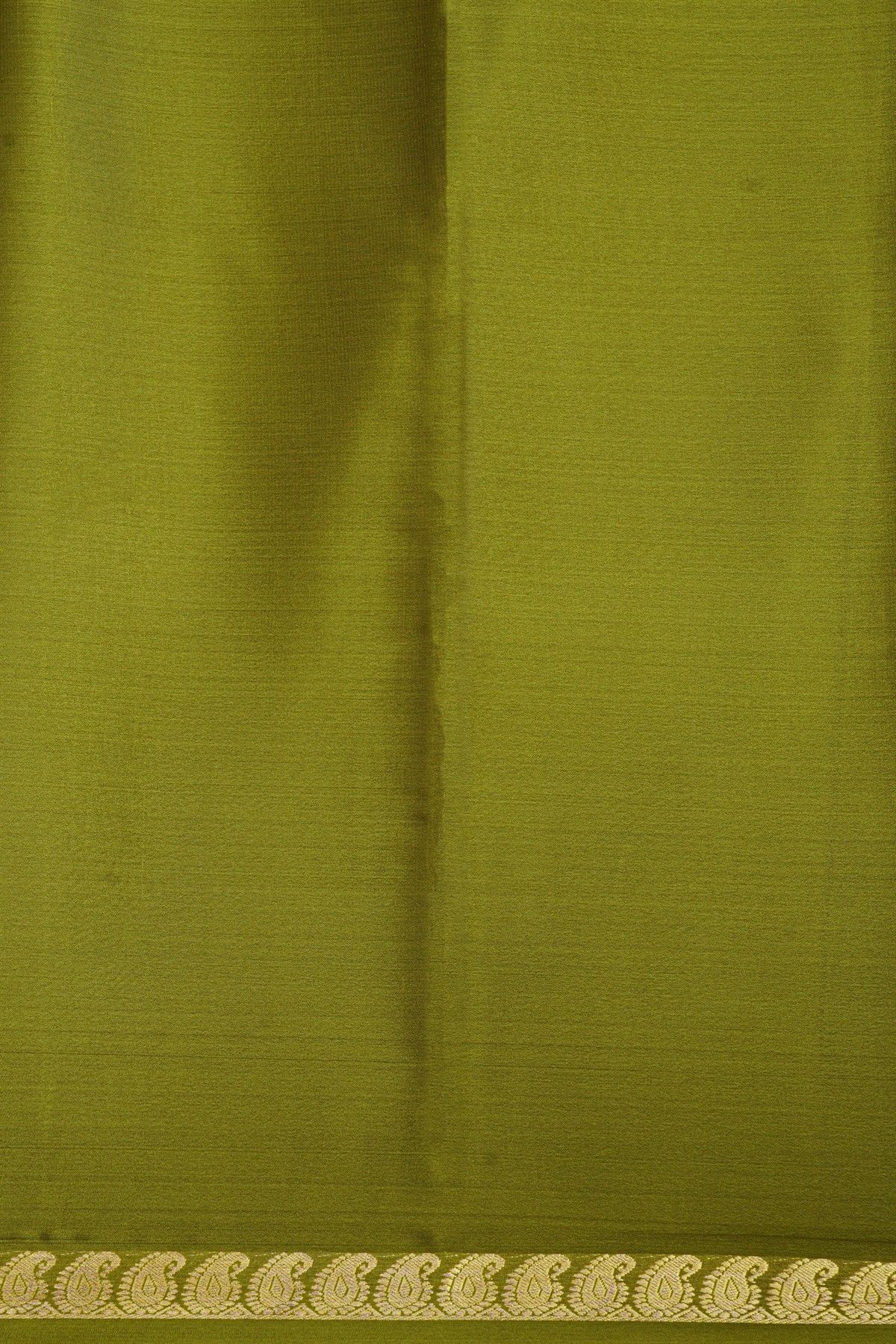 Mysore Crepe Mehendi Green Saree