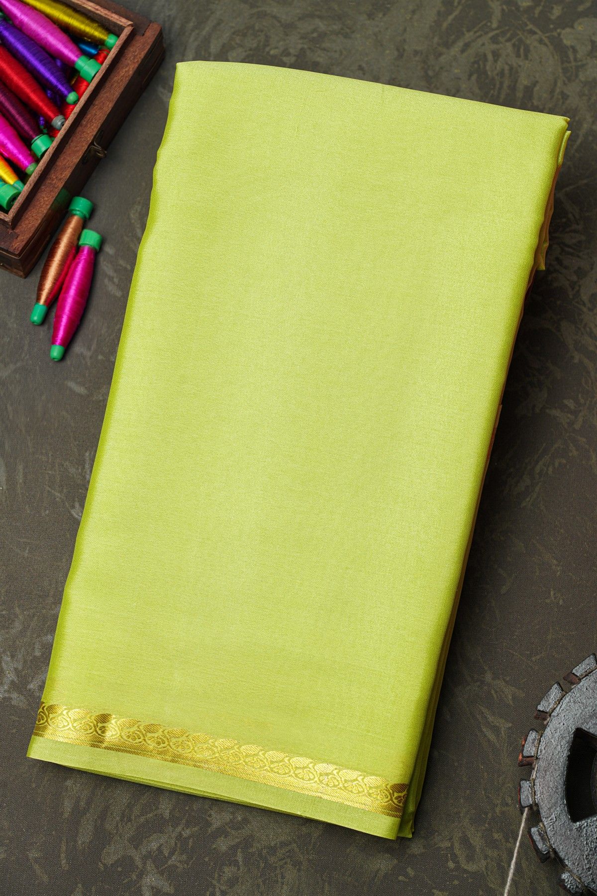 Mysore Crepe Light Green Saree
