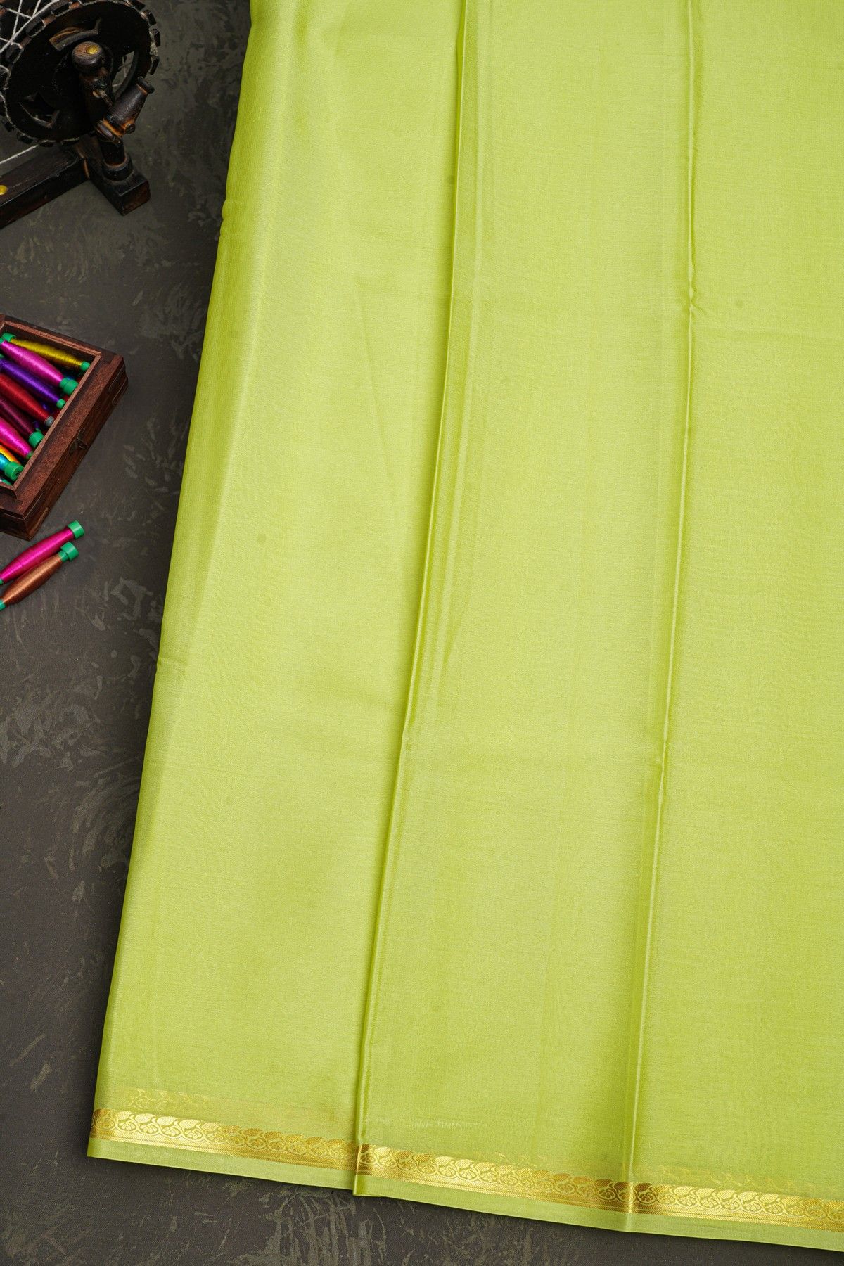 Mysore Crepe Light Green Saree