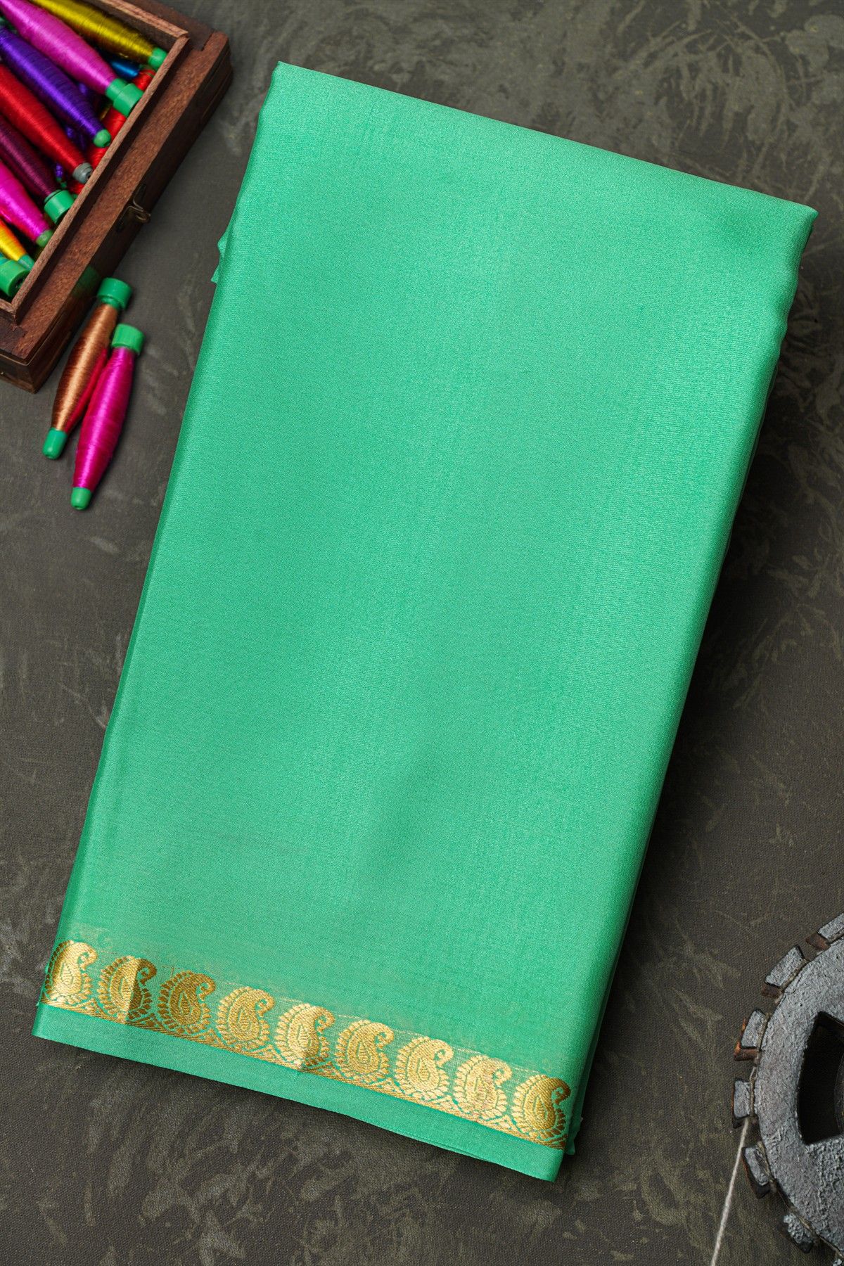 Mysore Crepe Sea Green Saree