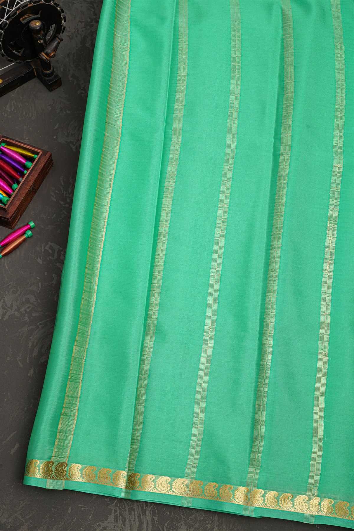 Mysore Crepe Sea Green Saree