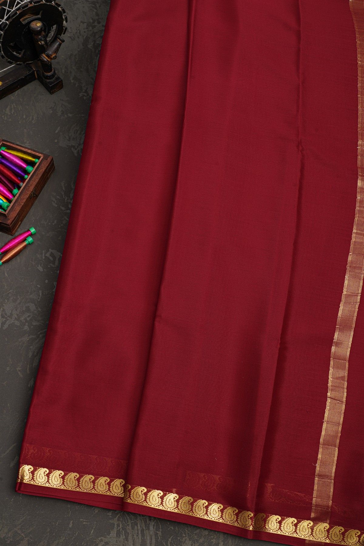 Mysore Crepe Maroon Saree