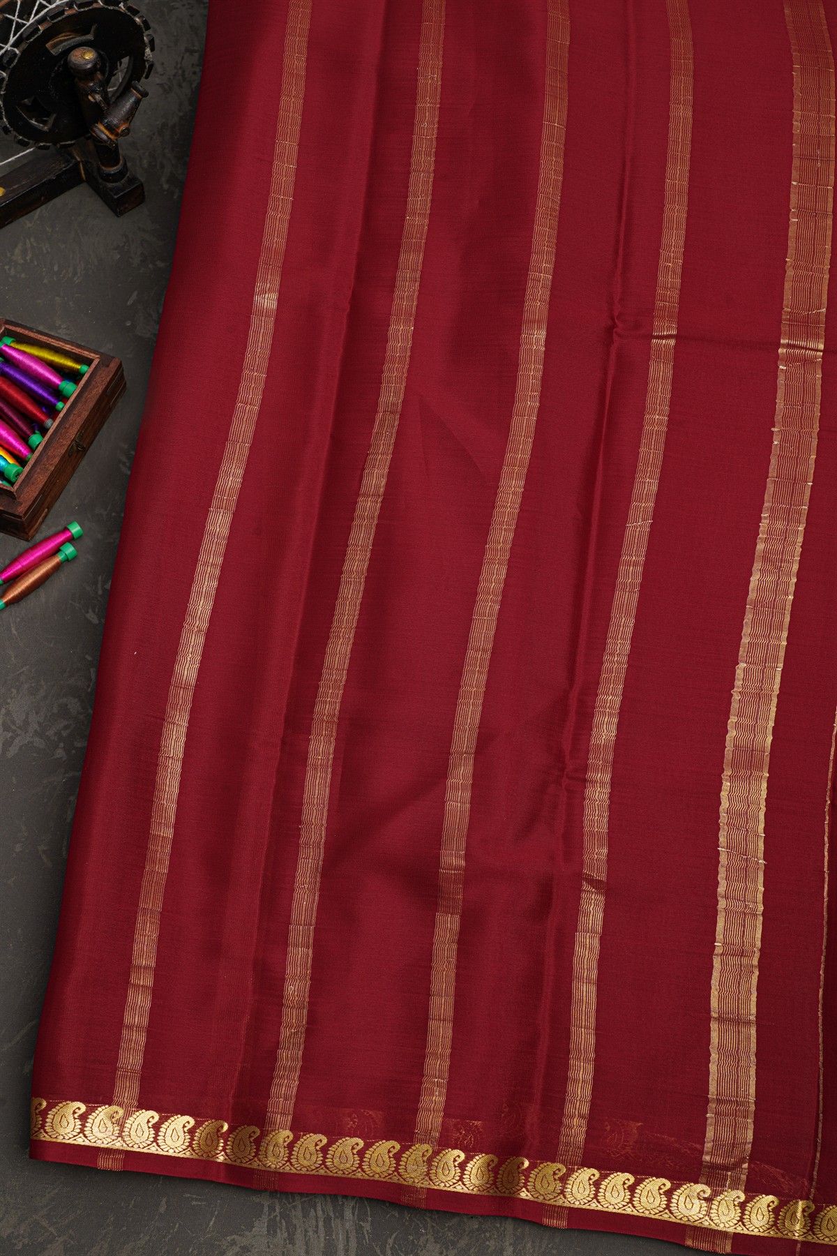 Mysore Crepe Maroon Saree