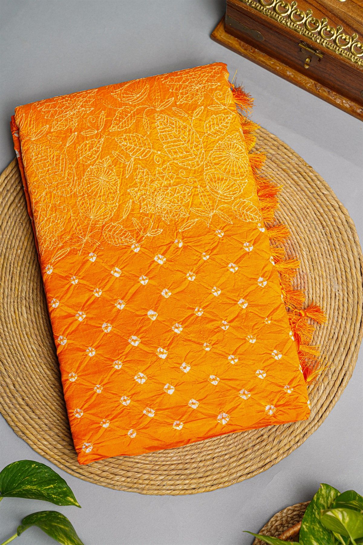 Fancy Matka Silk Mustard And Orange Saree