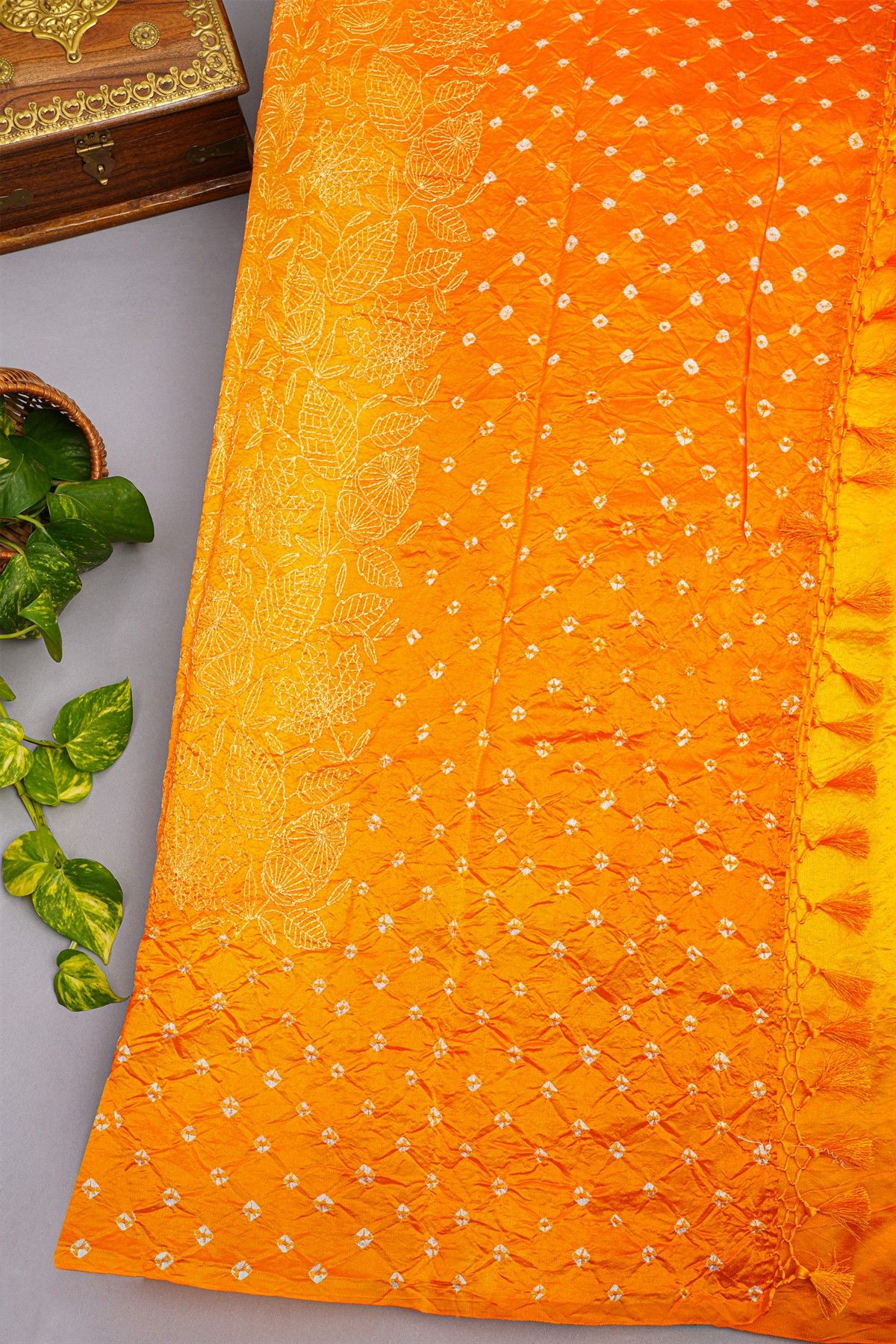 Fancy Matka Silk Mustard And Orange Saree