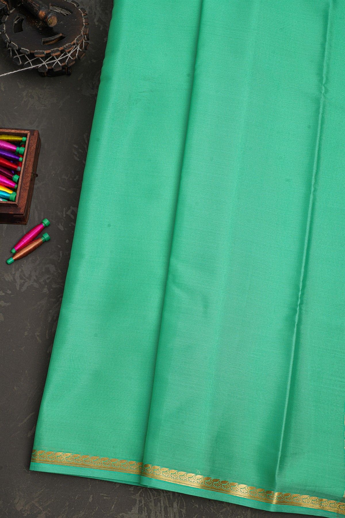 Mysore Crepe Sea Green Saree