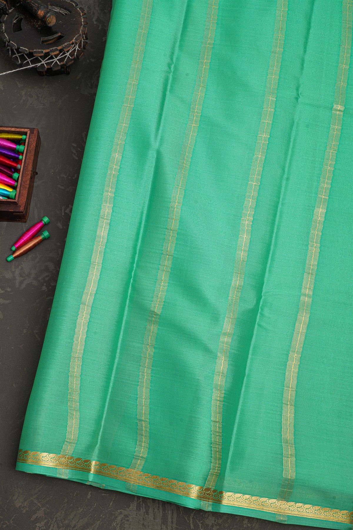 Mysore Crepe Sea Green Saree