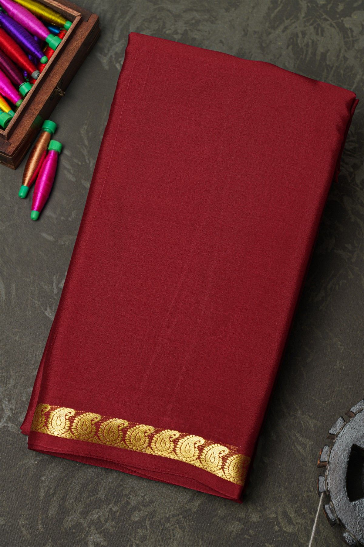 Mysore Crepe Maroon Saree