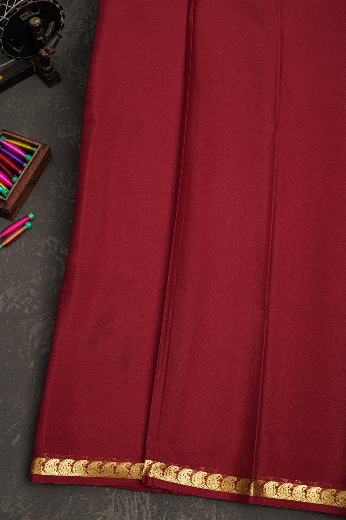 Mysore Crepe Maroon Saree