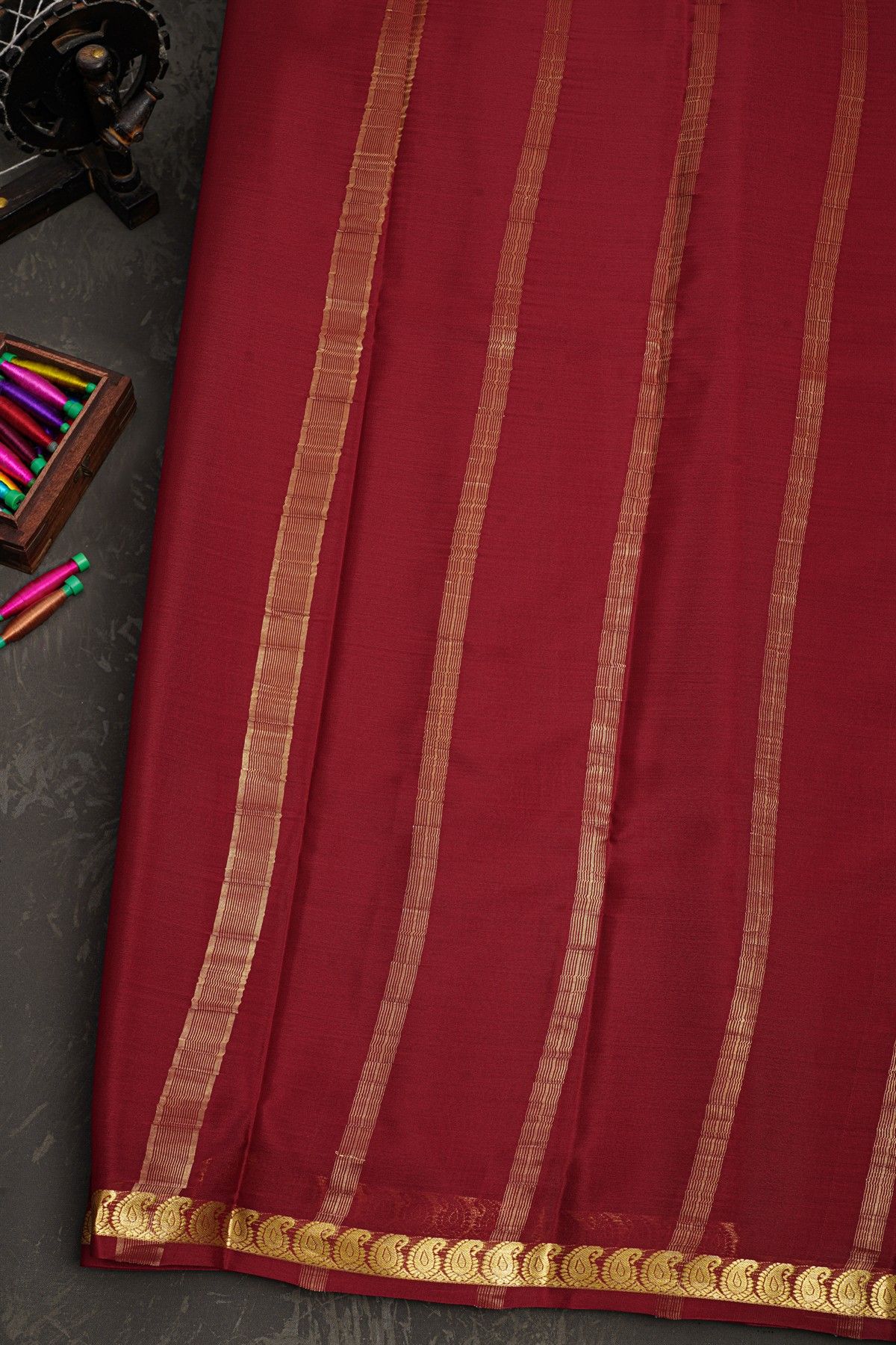 Mysore Crepe Maroon Saree