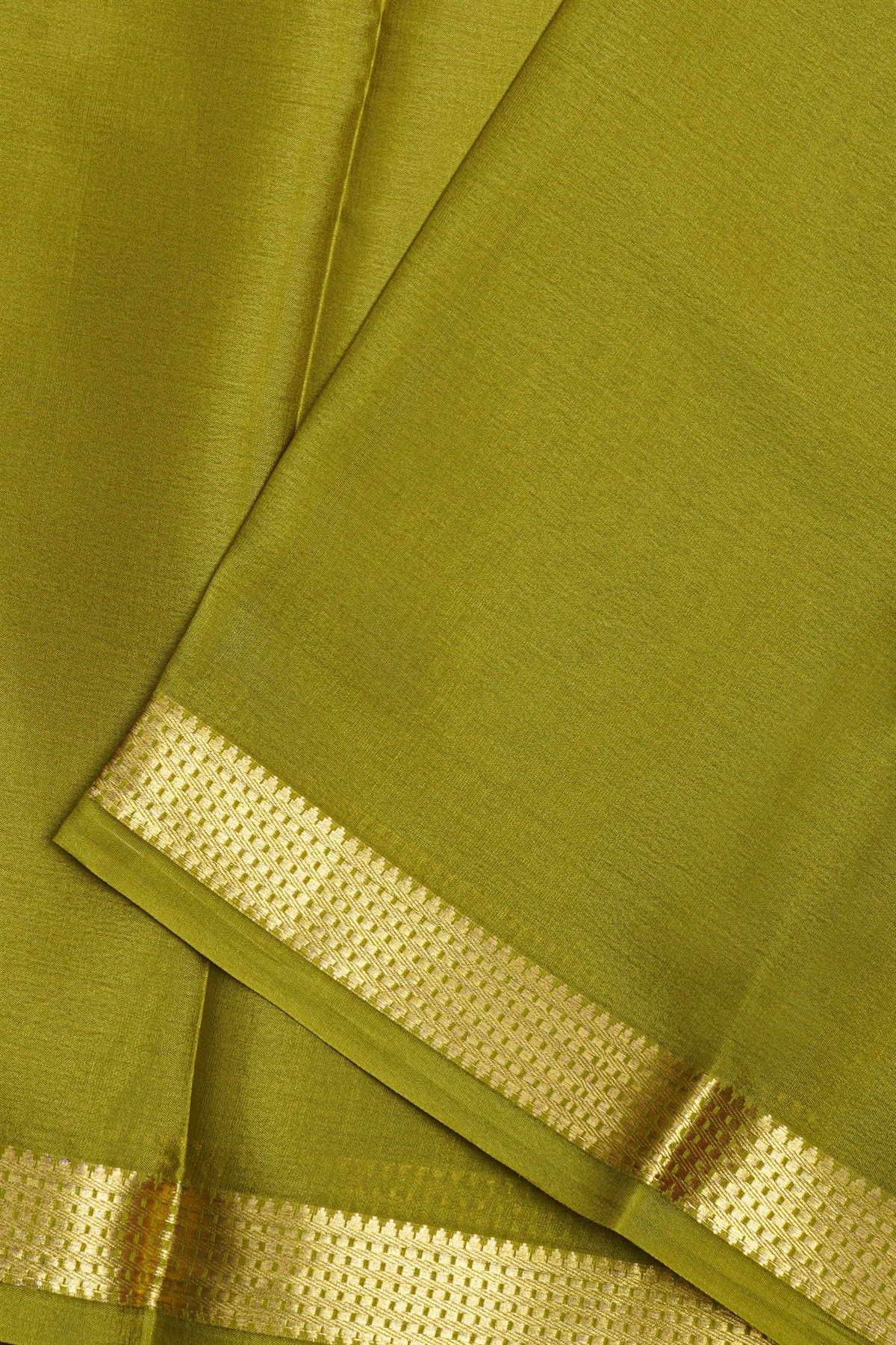 Mysore Crepe Mehendi Green Saree