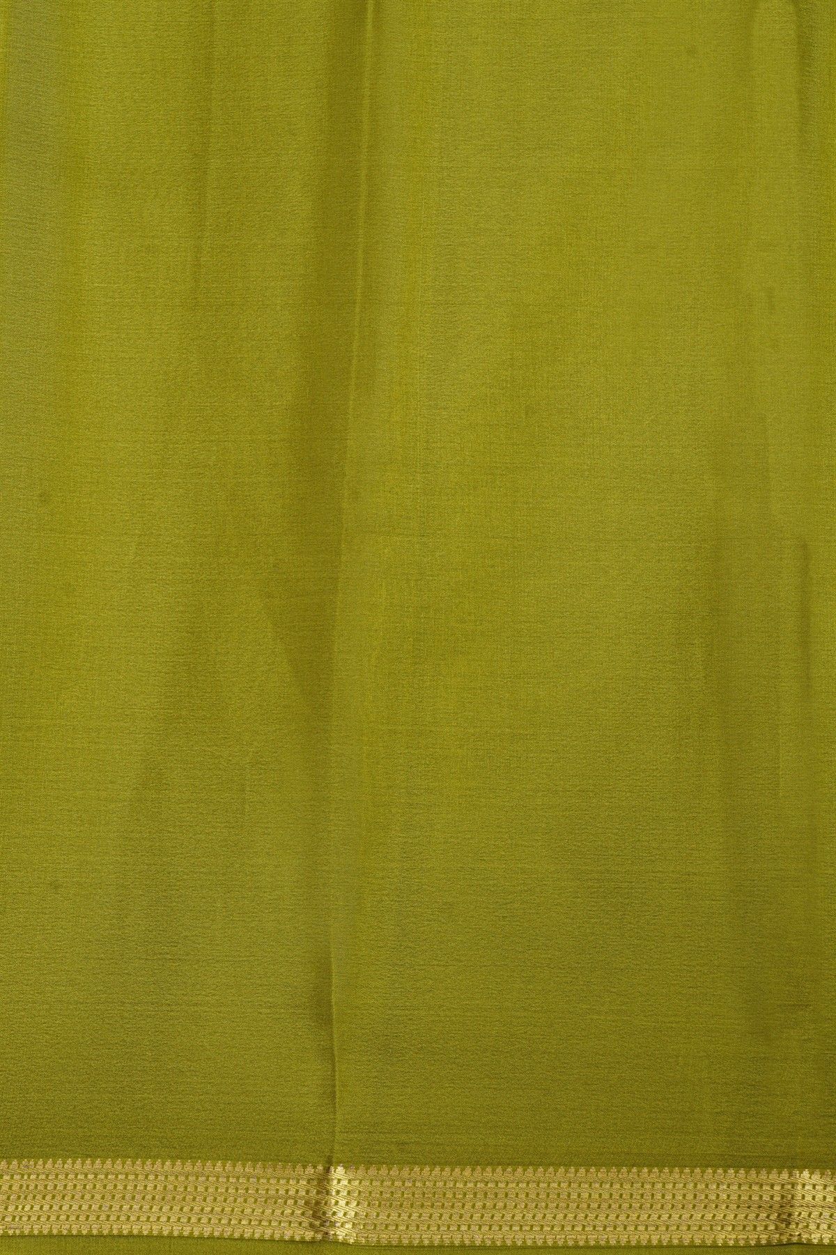 Mysore Crepe Mehendi Green Saree