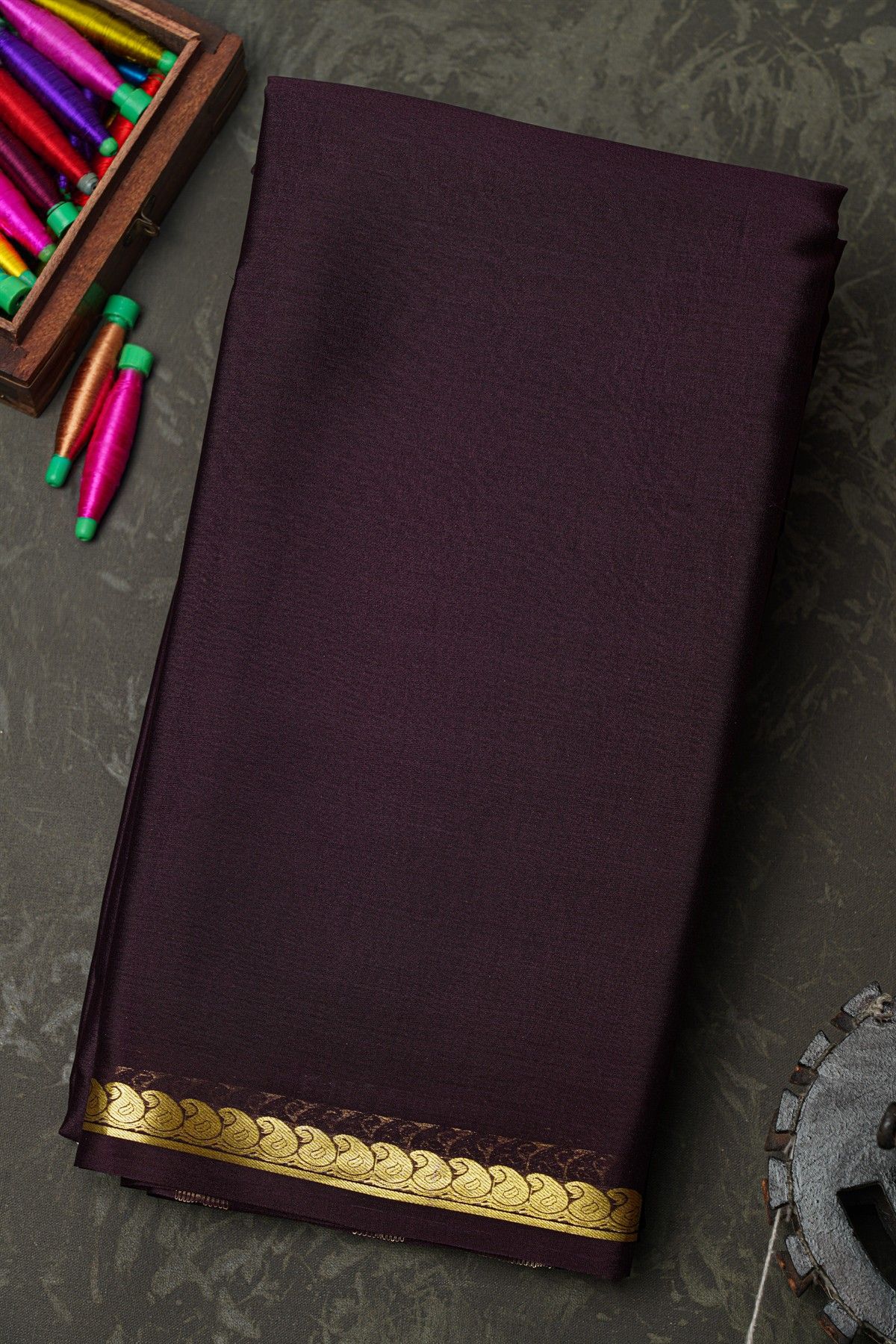 Mysore Crepe Brown Saree