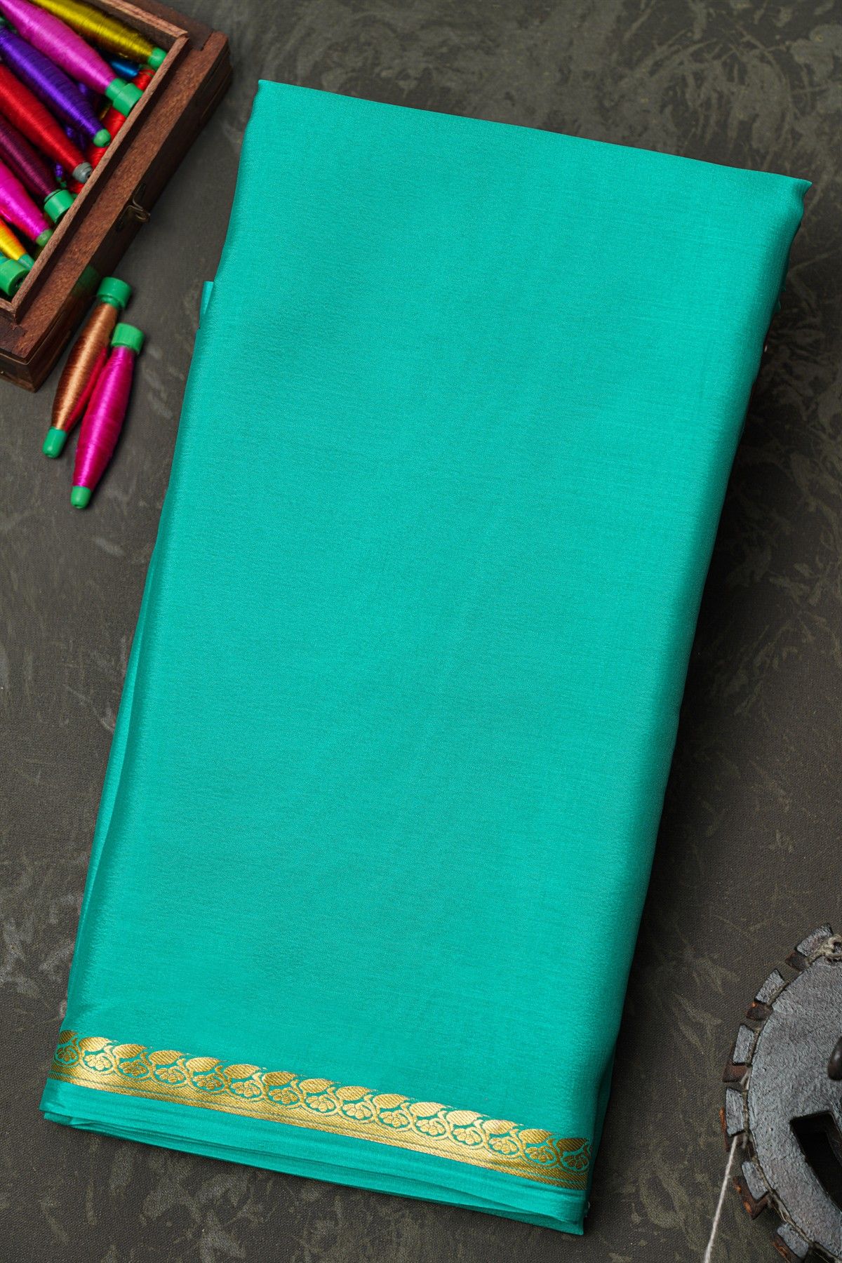 Mysore Crepe Sky Blue Saree