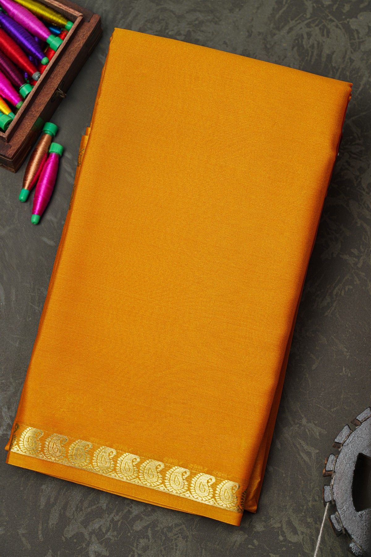 Mysore Crepe Mustard Saree