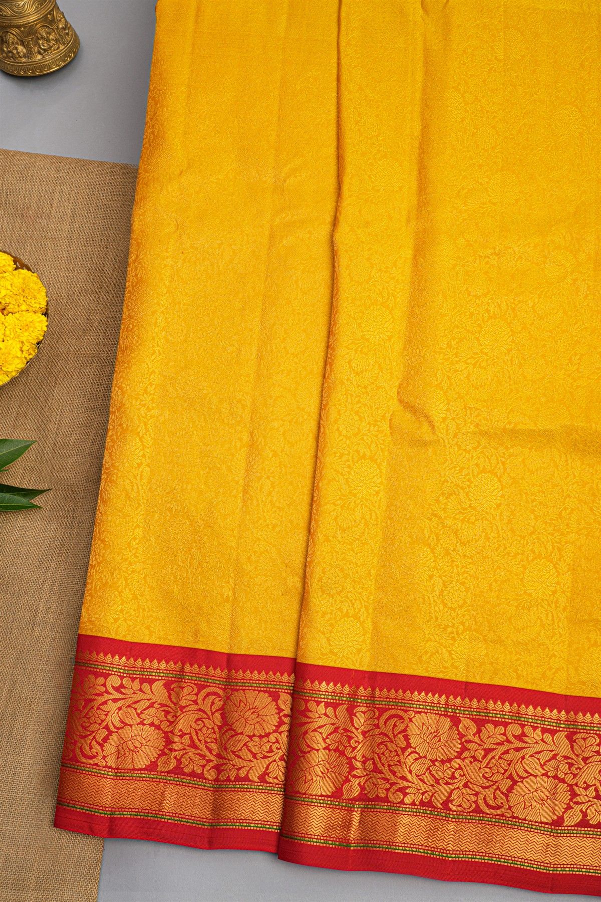 Gadwal Silk Yellow Saree