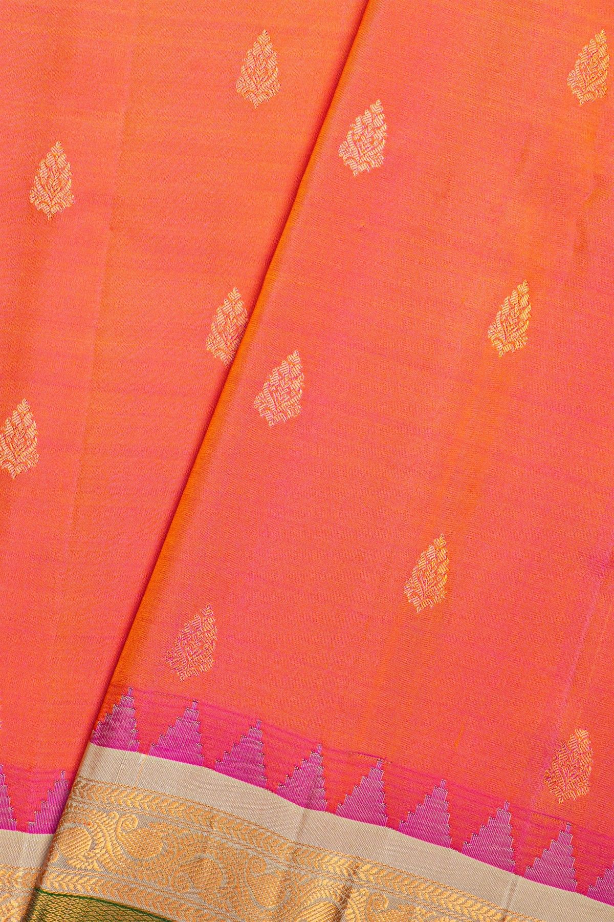 Gadwal Silk Peach  Saree