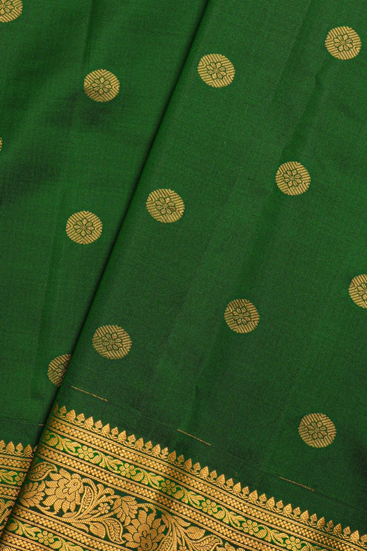 Gadwal Silk Bottle Green Saree