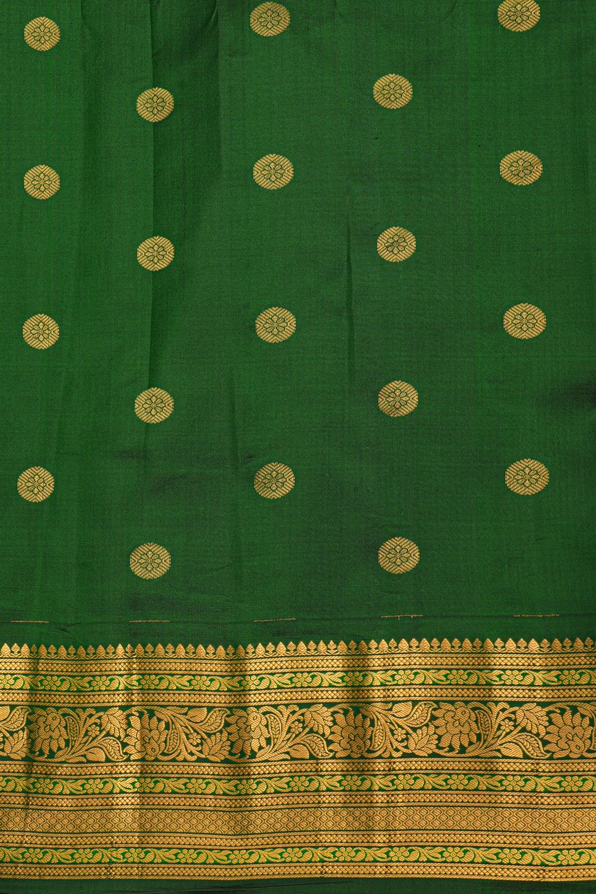 Gadwal Silk Bottle Green Saree