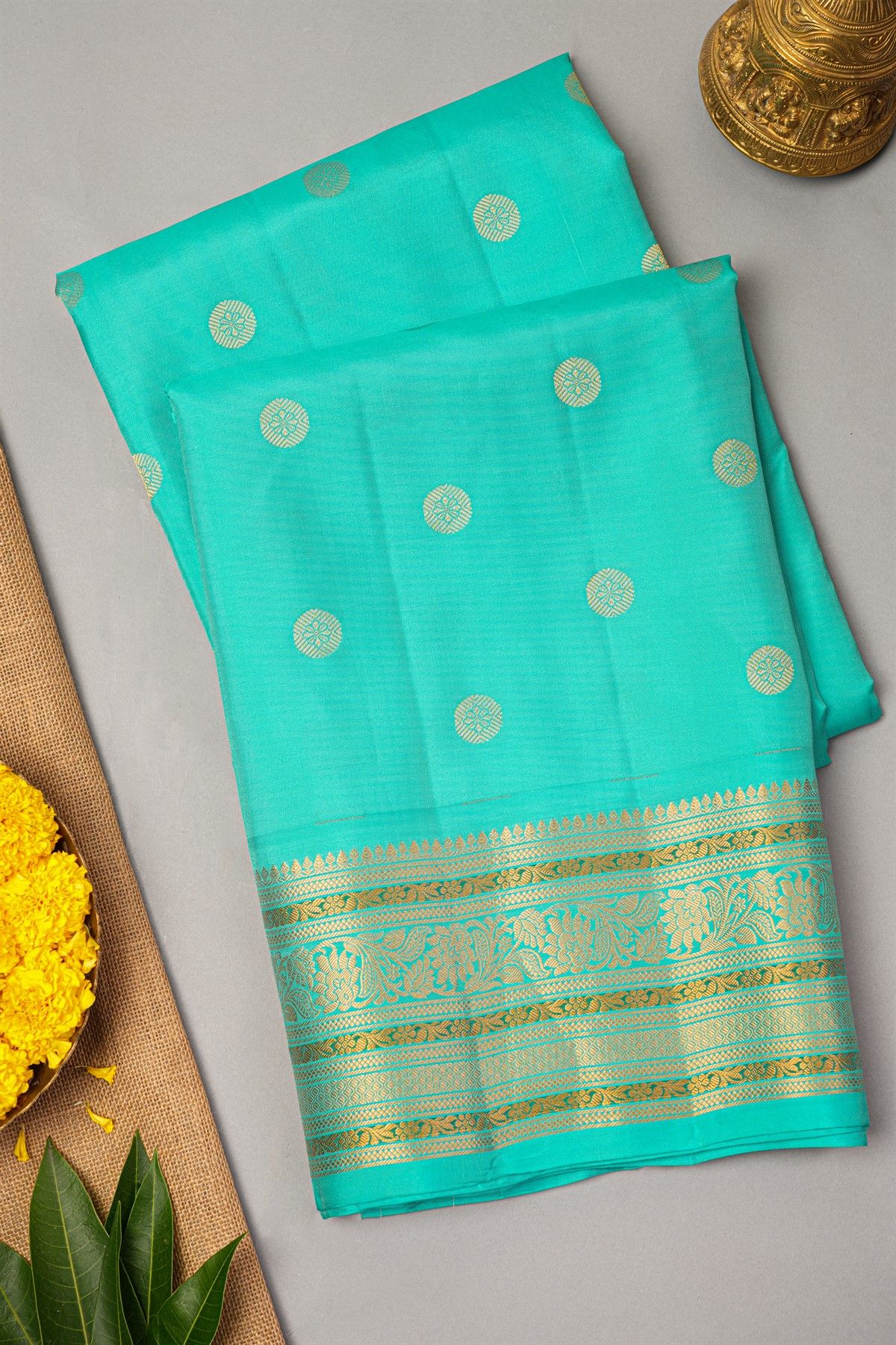 Gadwal Silk Sky Blue Saree