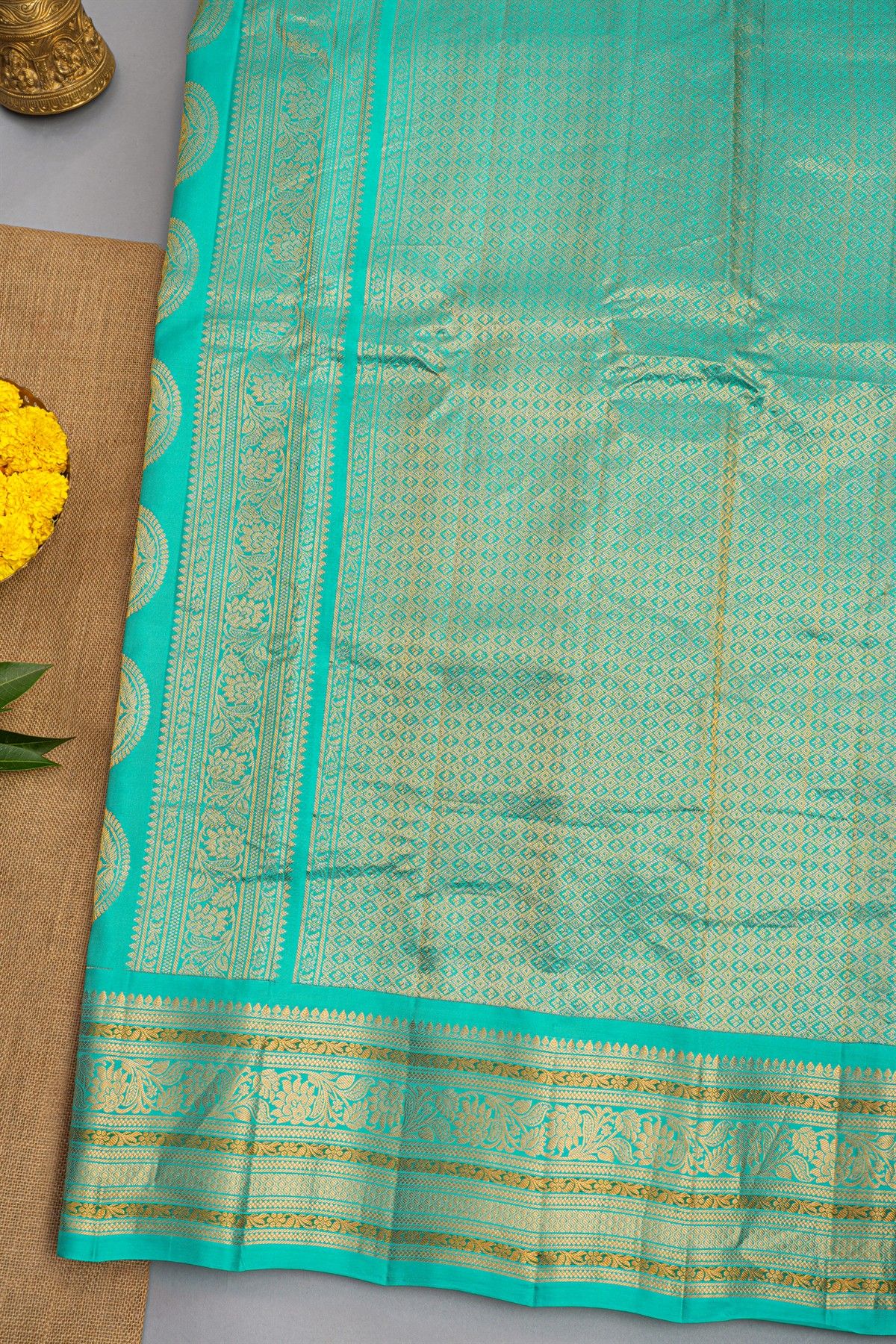 Gadwal Silk Sky Blue Saree
