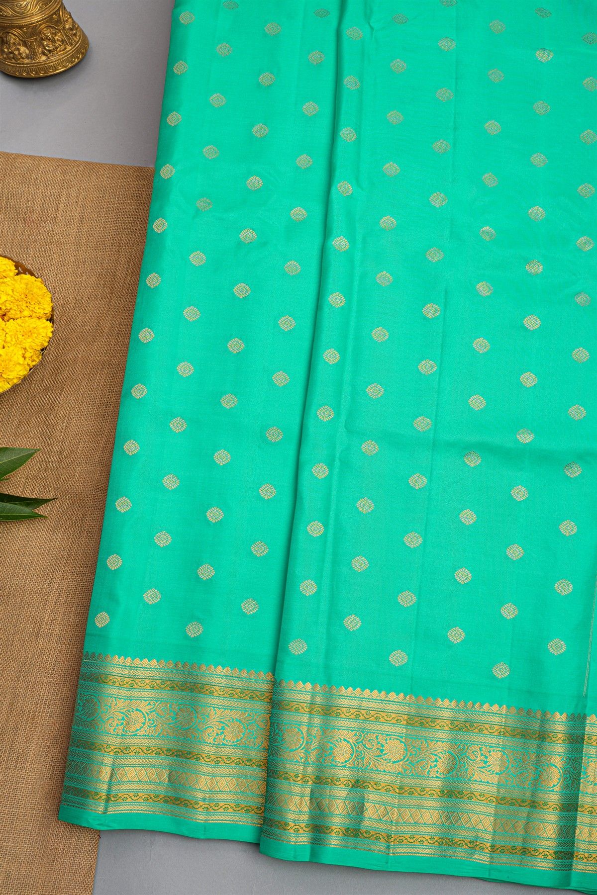 Gadwal Sea Green Silk Saree